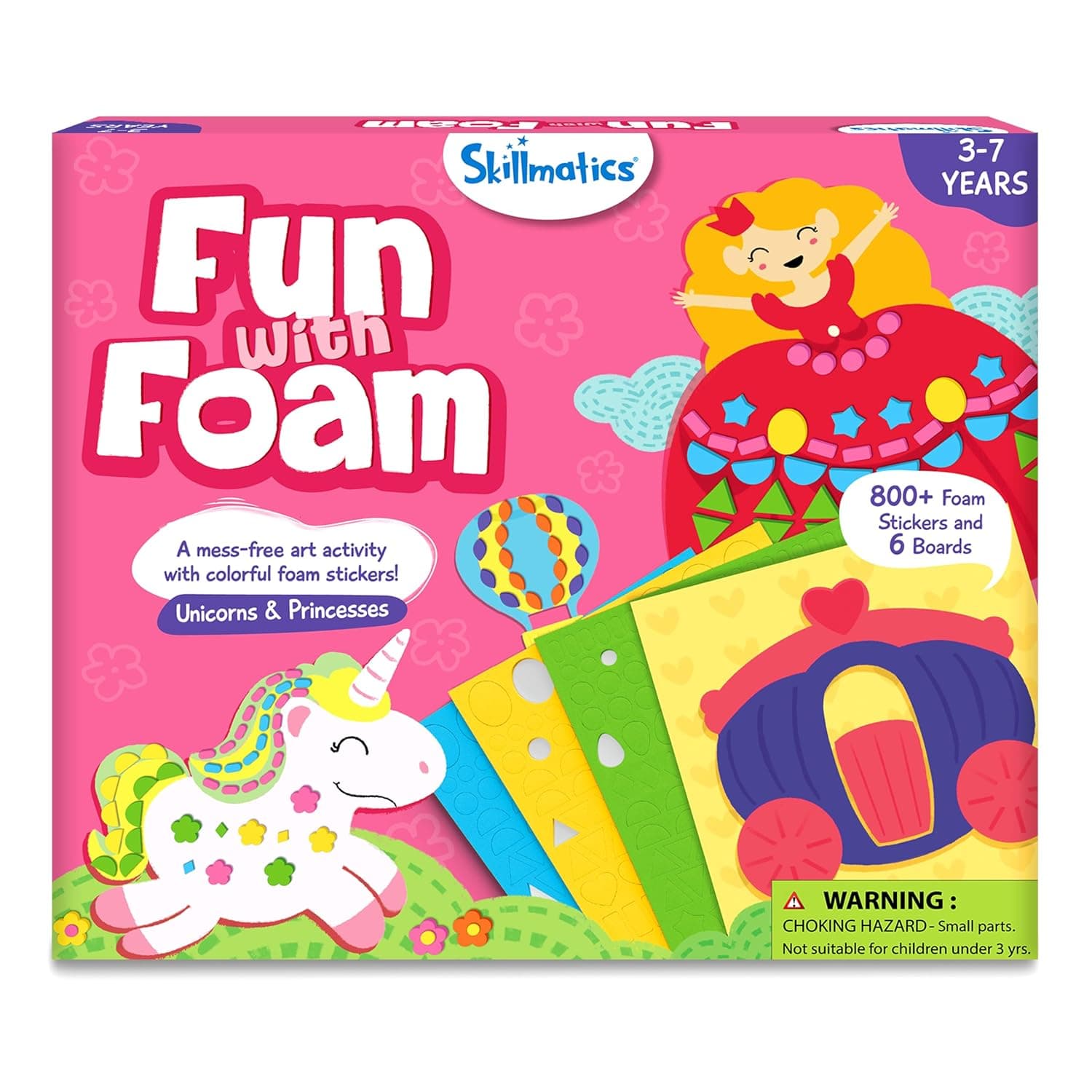 Skillmatics Foam Sticker Art Activity - Unicorns & Princesses, Mess-Free Fun for Kids, 800+ 3D Foam Stickers, DIY Felt Craft Kits, Gifts for Girls & Boys Ages 3, 4, 5, 6, 7