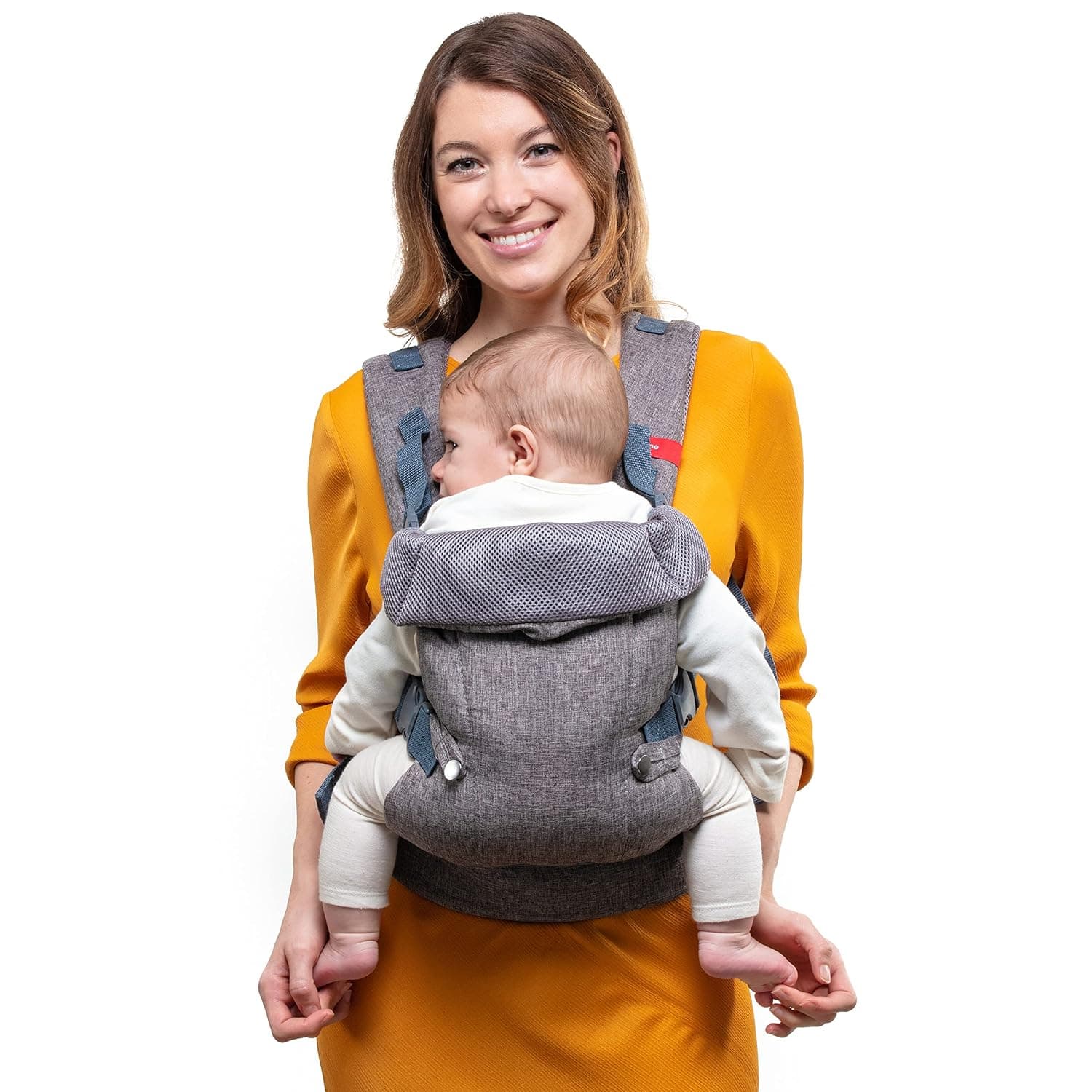 You+Me 4-in-1 Convertible Baby Carrier with 3D Cool Air Mesh - Heather Grey - Wear with a Newborn as Small as 8 lbs, and Infants up to Toddler of 32 pounds.