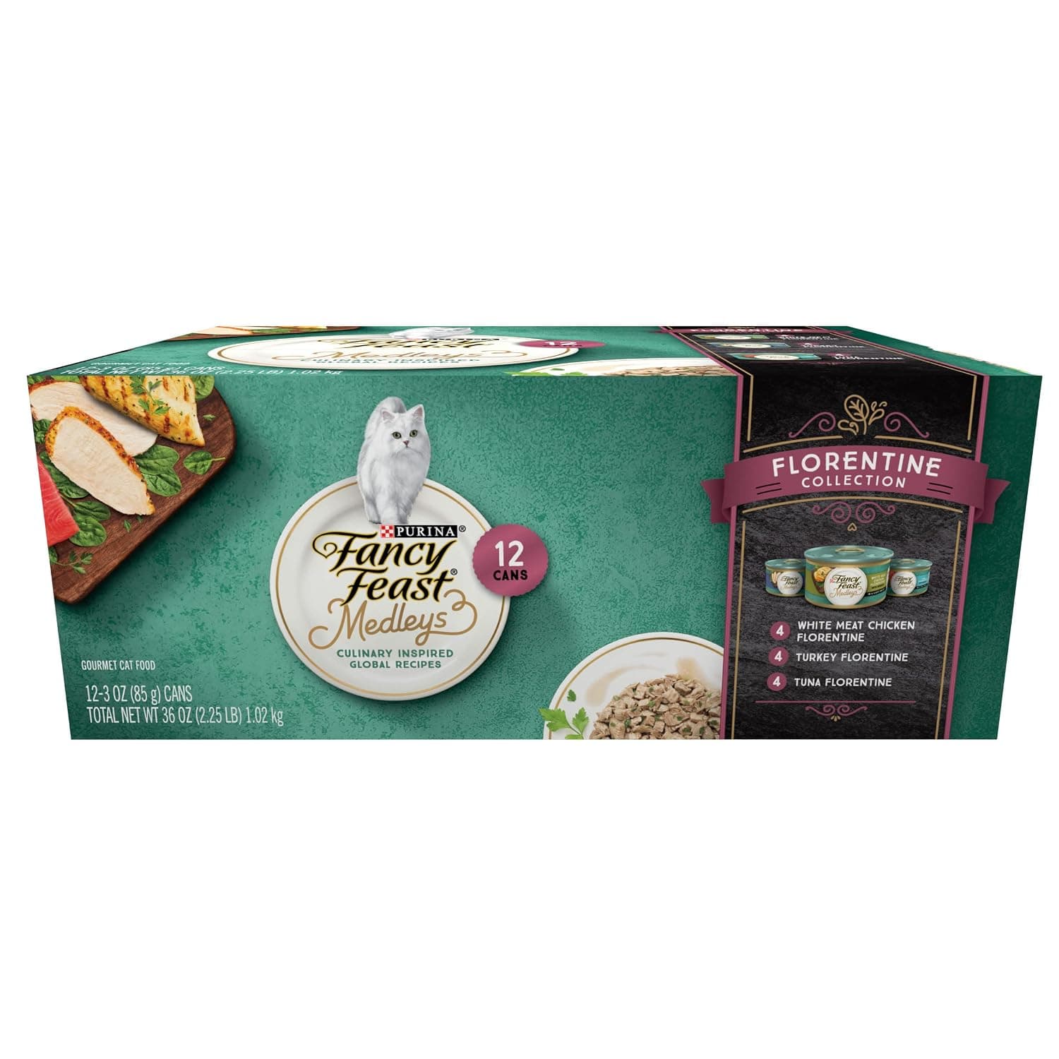 Purina Fancy Feast Gravy Wet Cat Food Variety Pack, Medleys Florentine Collection - (2 Packs of 12) 3 oz. Cans