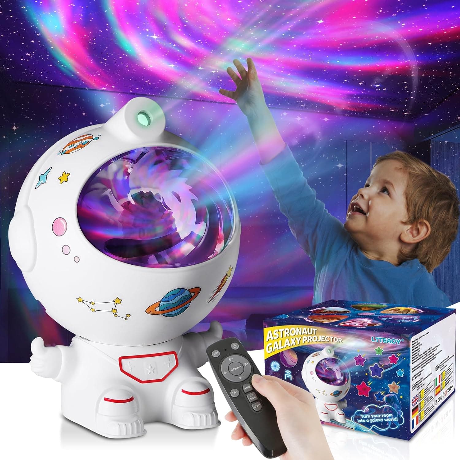 Sensory Toy for Autism, Sensory Lights for Kids, Astronaut Galaxy Night Light Projector, Bedroom, Adjustable Brightness and Timing, ADHD Sleep Aid, Birthday