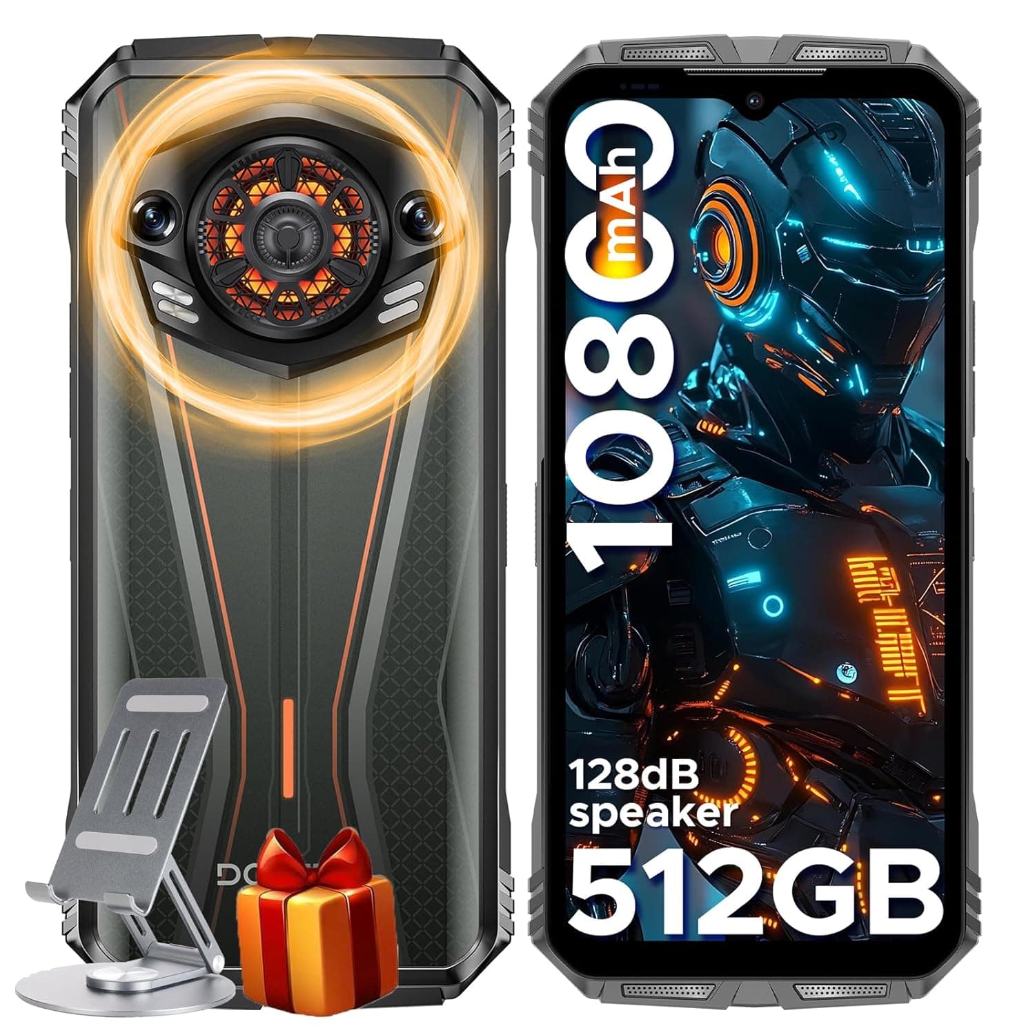 S Punk Pro(2025) Rugged Phone,20GB+512GB Android 14 Rugged Cell Phone with 128dB Loudest Speaker,6.6 FHD+ IPS 90Hz,10800mAh Rugged Smartphone,50MP AI Camera,Waterproof Phone,Face Unlock/NFC