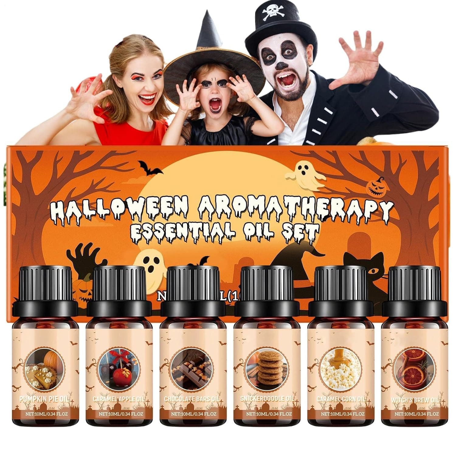 Fragrance Oil Halloween Set Long-Lasting Lightweight Natural | Autumn Fragrance Oil Set for Women Adults Home Indoor Bedroom