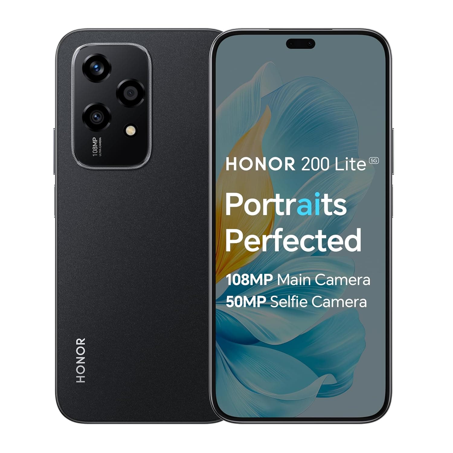 جوال هونر 200 لايت غير مقفل 5G، 8GB+256GB بشاشة AMOLED مضادة للسقوط 6.7 بوصةوكاميرا خلفية ثلاثية 108MP وكاميرا أمامية 50MP وشريحتين اتصال، مع نظام اندرويد 14