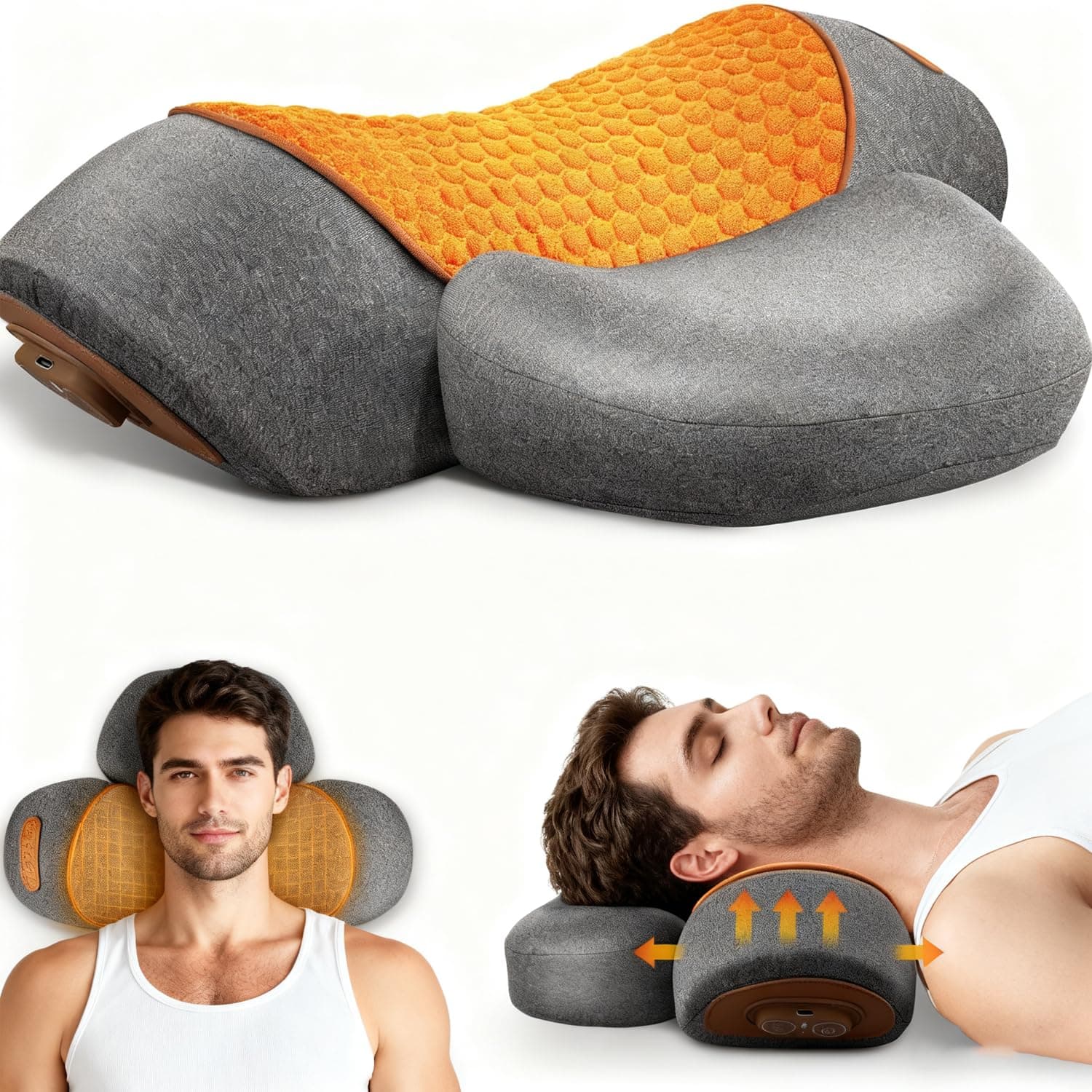 3-in-1 Rechargeable Neck Massager Pillow,Electric Neck Massage Pillow with Deep Tissue Kneading for Muscle Pain Relief,Cervical Spine Massage for Pain Relief DeepTissue