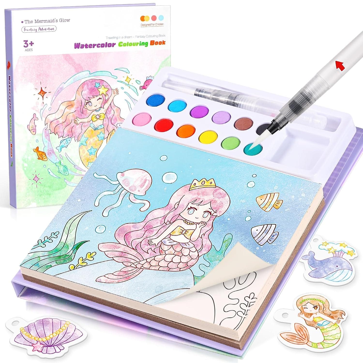 Paint with Water Coloring Books for Kids, Watercolor Painting Activity Book for Ages 3-5 and 4-8, Mess-Free Arts and Crafts Drawing Toy Gift for Boys and Girls