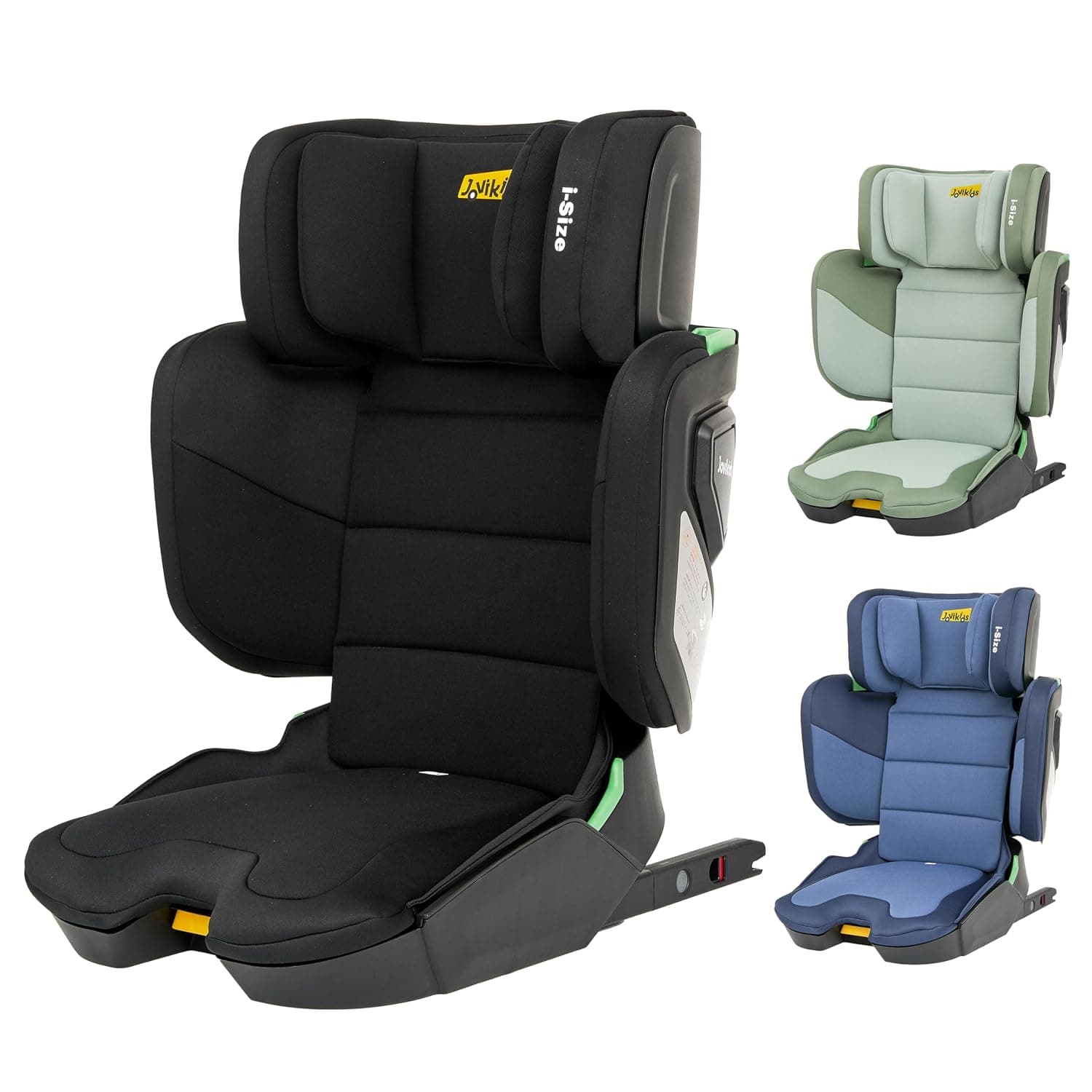 Jovikids Rober i-Size Booster Seat with ISOFIX, Suitable for Kids 100-150cm 3Y-12Y, Adjustbale Height and Width, Cabin Size Portable Toddler Car Seat for Travel, Compact & Folding, ECE R129, Black