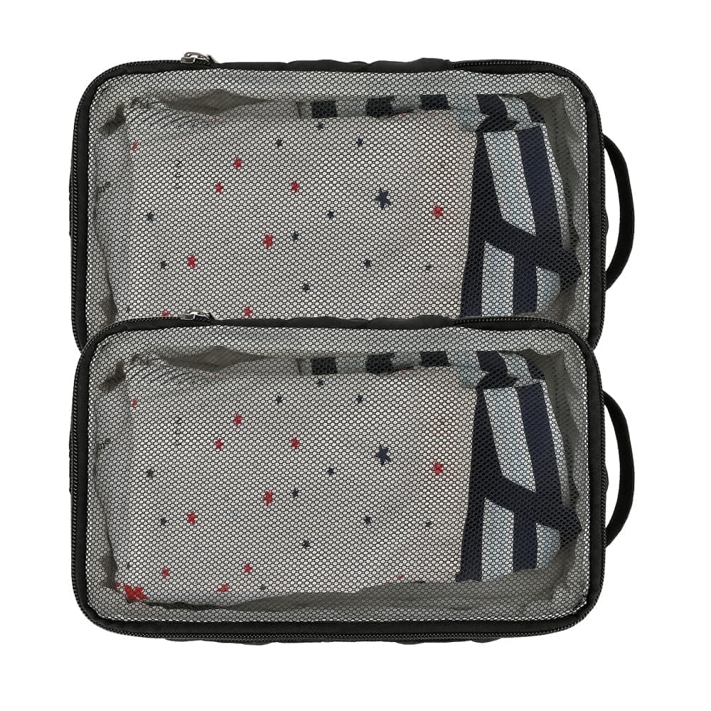 Baby Diaper Bag Organizer Pouches 2 Pack - Waterproof Hanging Mesh Storage Bags, Reusable & Washable Diaper Inserts for Cloth Diapers, Travel-Friendly Nursery Organizer Bags (Black)