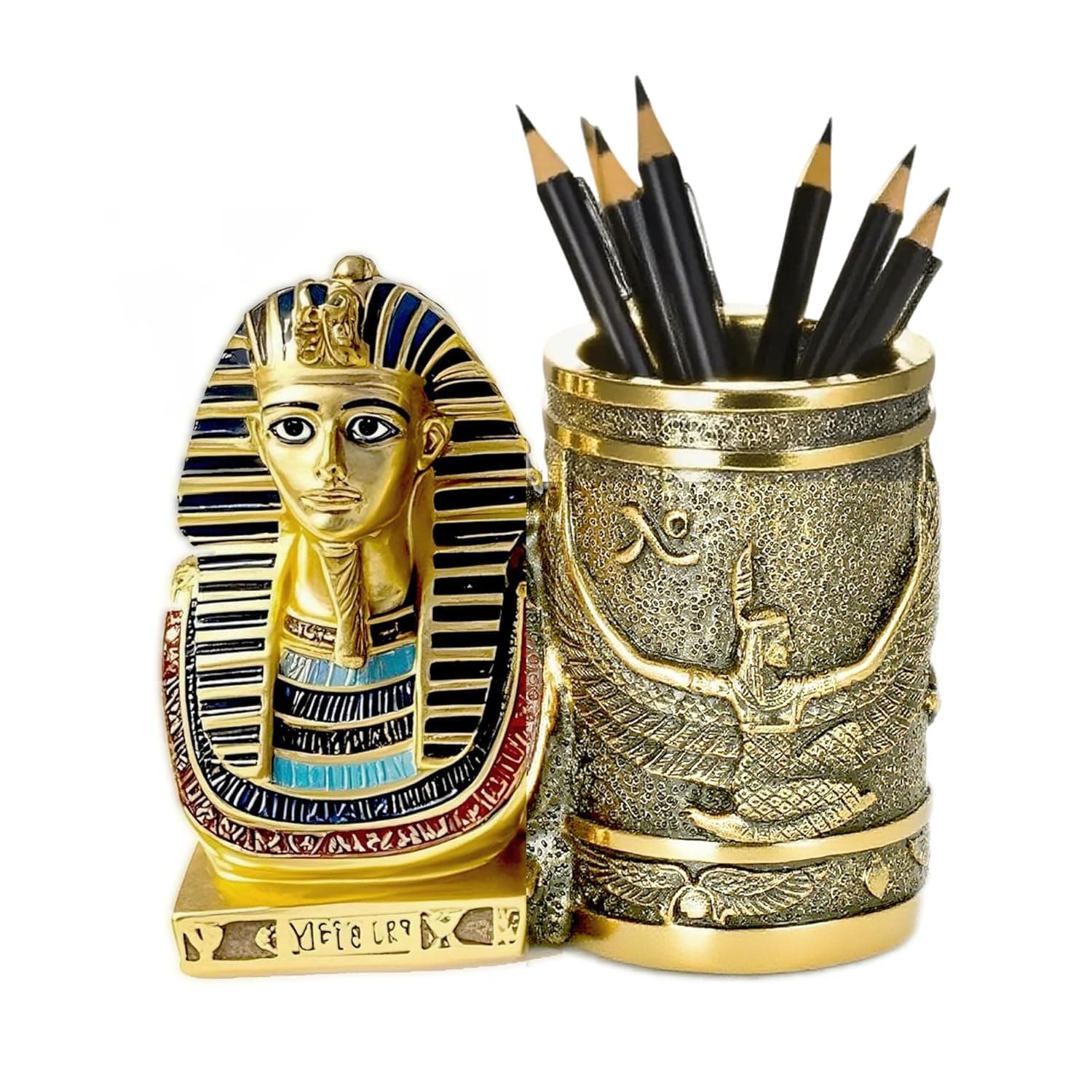 Ancient Egyptian Pencil Holder, Egyptian King Pharaoh Pen Cup, Pen Holder for Desk Office Pen Organizer, Pencil Cup Storage Containers - Small