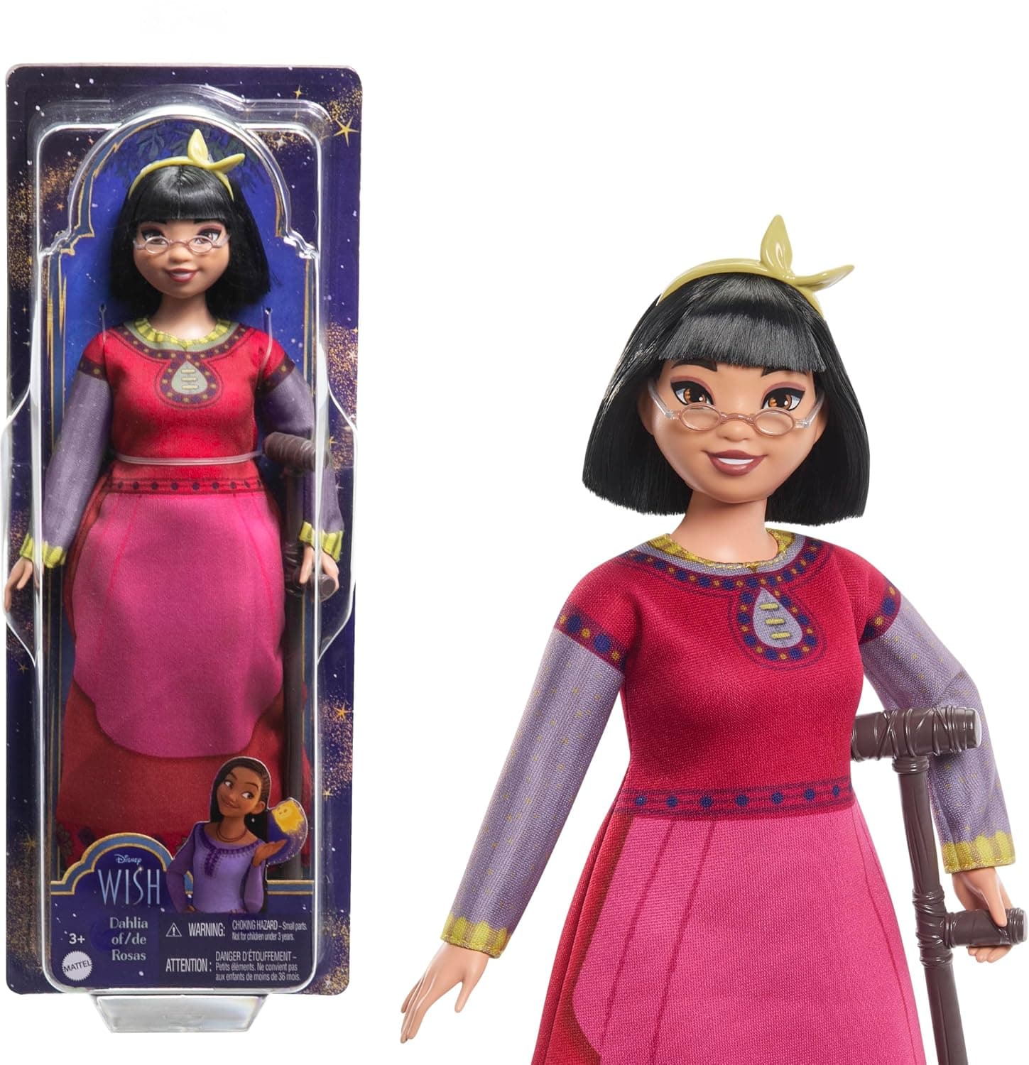 Mattel Disney Wish Toys, Dahlia of Rosas Posable Fashion Doll with Removable Clothes & Accessories, Inspired by the Movie