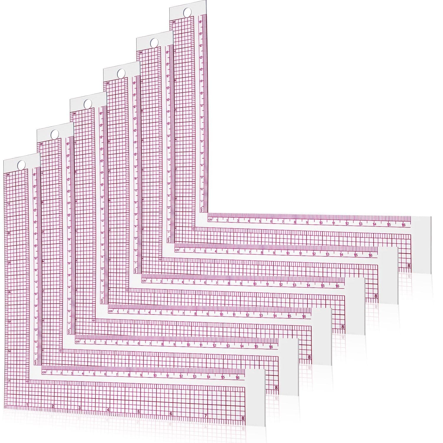 6 Pieces Clear Plastic L Shaped Sewing Rulers Set, Tailor Measuring Tools for Quilting, Fabric Cutting, Right Angle Ruler for Crafts, DIY Drawing and Precise Measurement Supplies