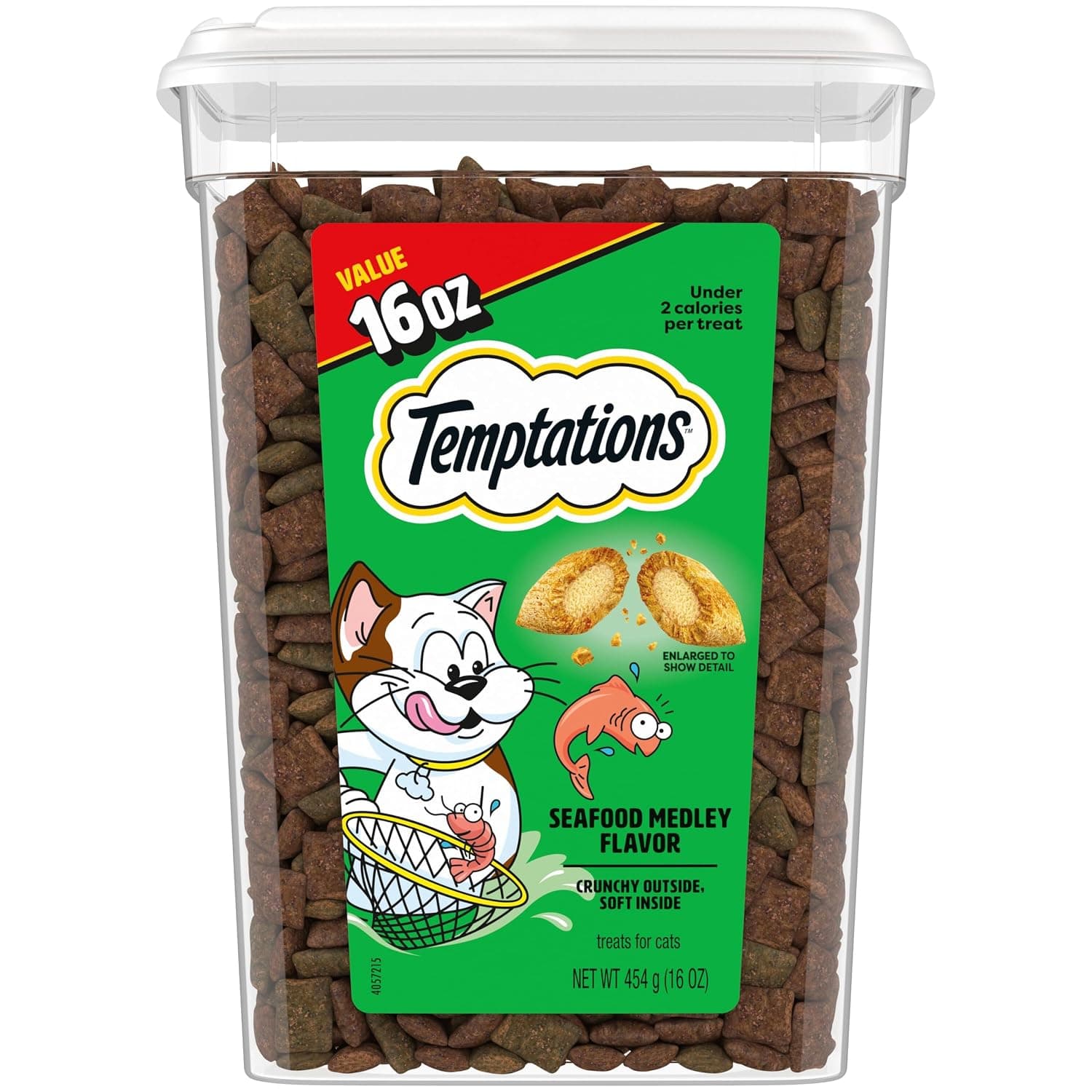 Temptations Classic Crunchy and Soft Cat Treats Seafood Medley Flavor, 16 oz. Tub