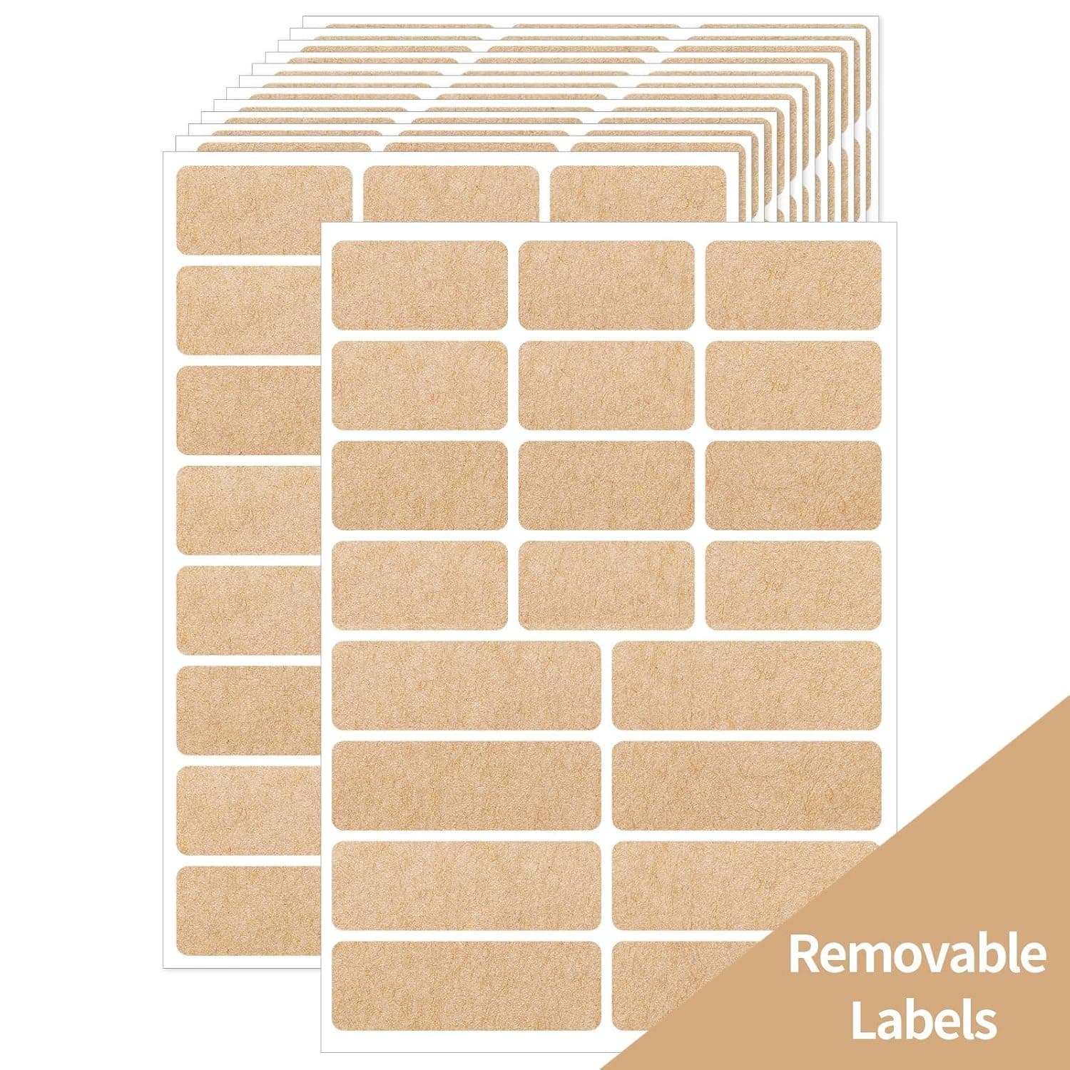 Writable Kraft Labels, Removable Self-Adhesive Brown Stickers for Jars, Essential Oils, Pantry Food Storage, Gift Wrapping (400 Sheets)