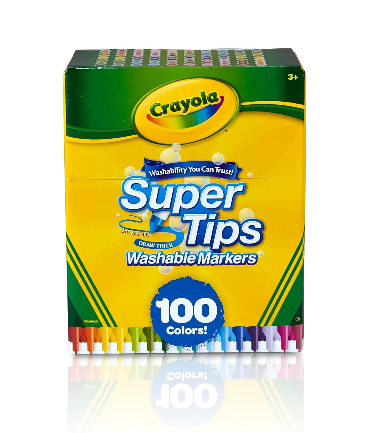 Crayola Super Tips Marker Set, Washable Art Markers For School, Back To School Supplies For Kids, 100 Count