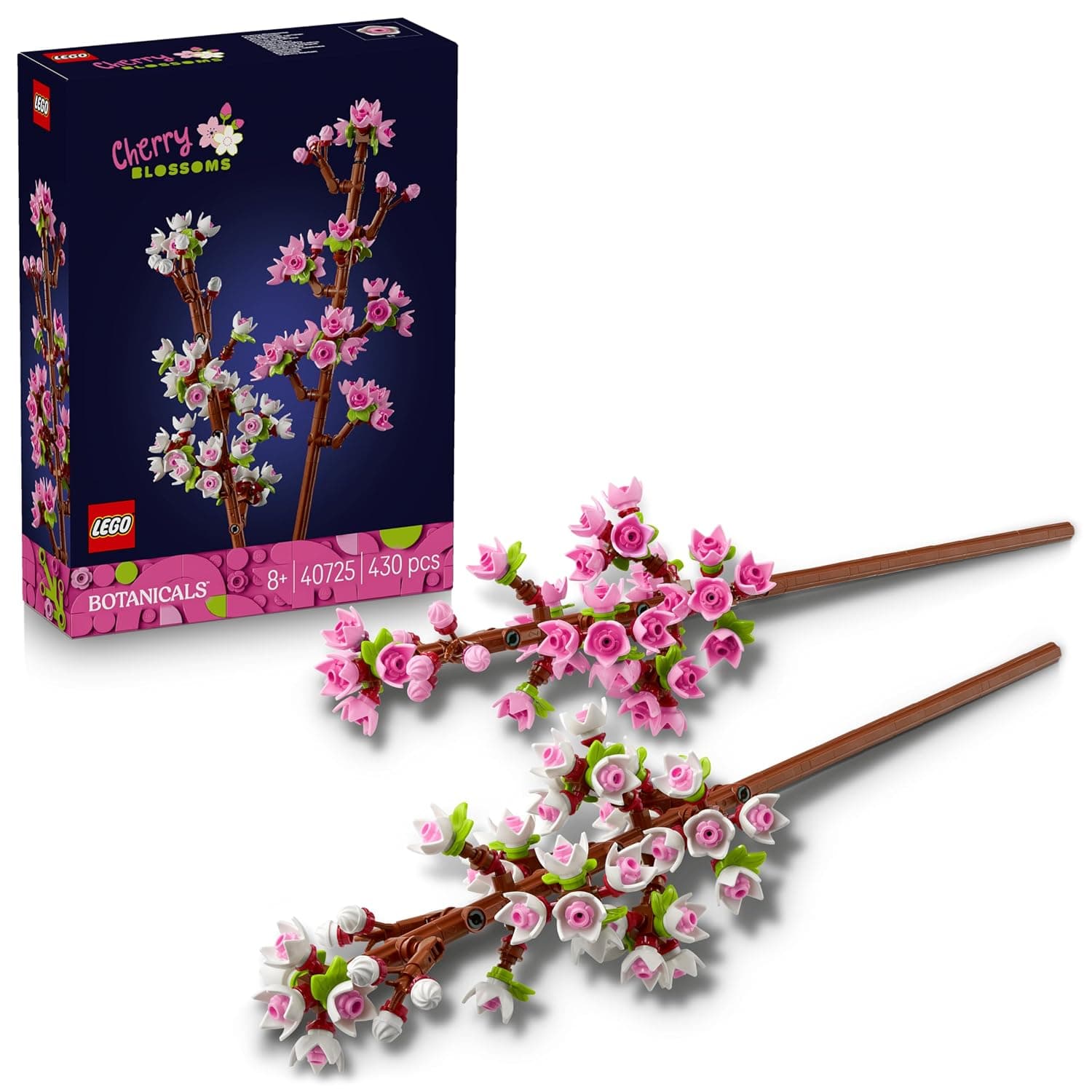 LEGO Botanicals Cherry Blossoms Toy - Faux Flowers Building Set - Desk Decoration or Floral Home Decor - Nature Gift for 8+ Year Old Girls & Teens - 40725