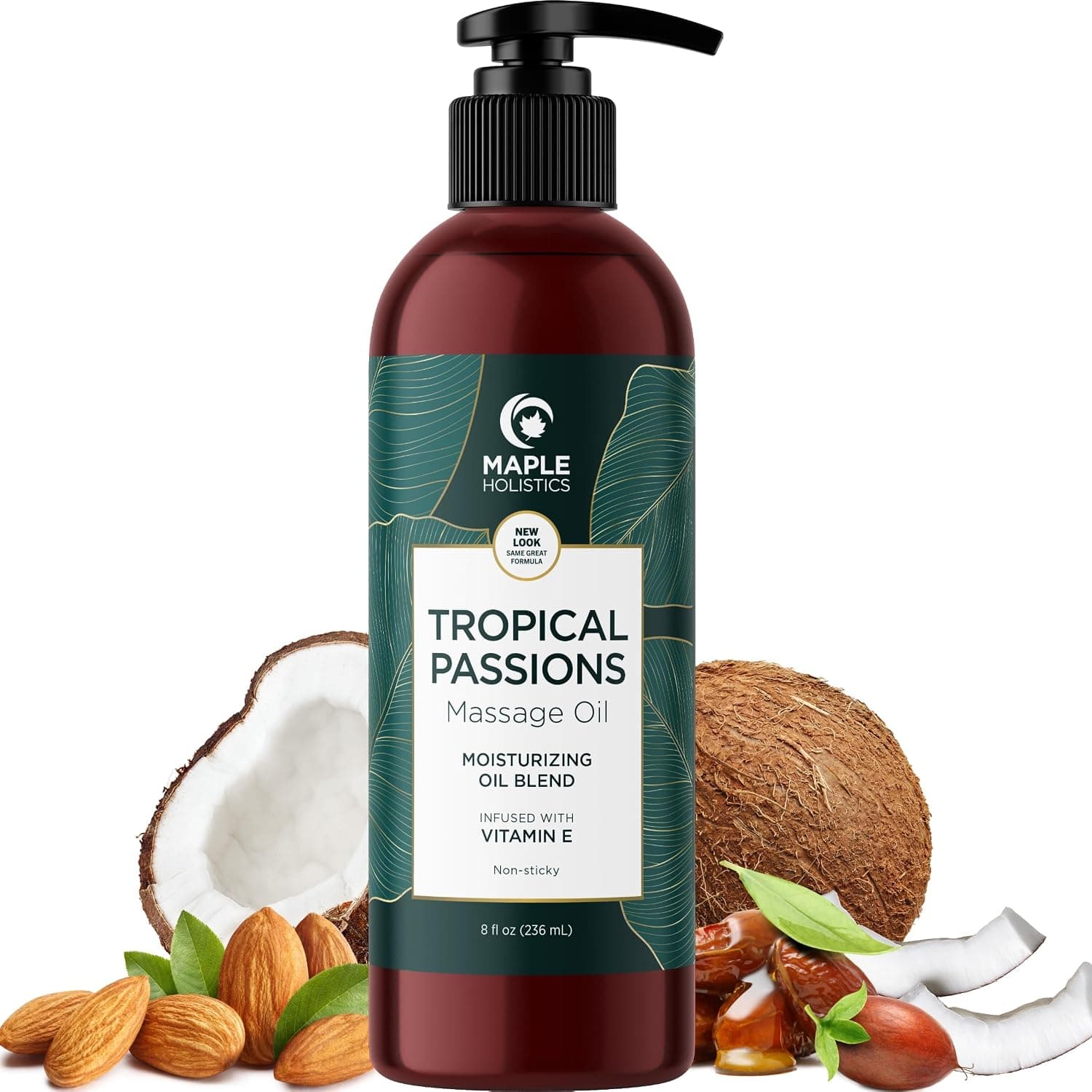 Tropical Sensual Massage Oil for Couples - Complete Relaxation Full Body Massage Oil with Jojoba Coconut and Sweet Almond Oil with Mango Scent for Complete Relaxation - Non GMO Gluten Free and Vegan