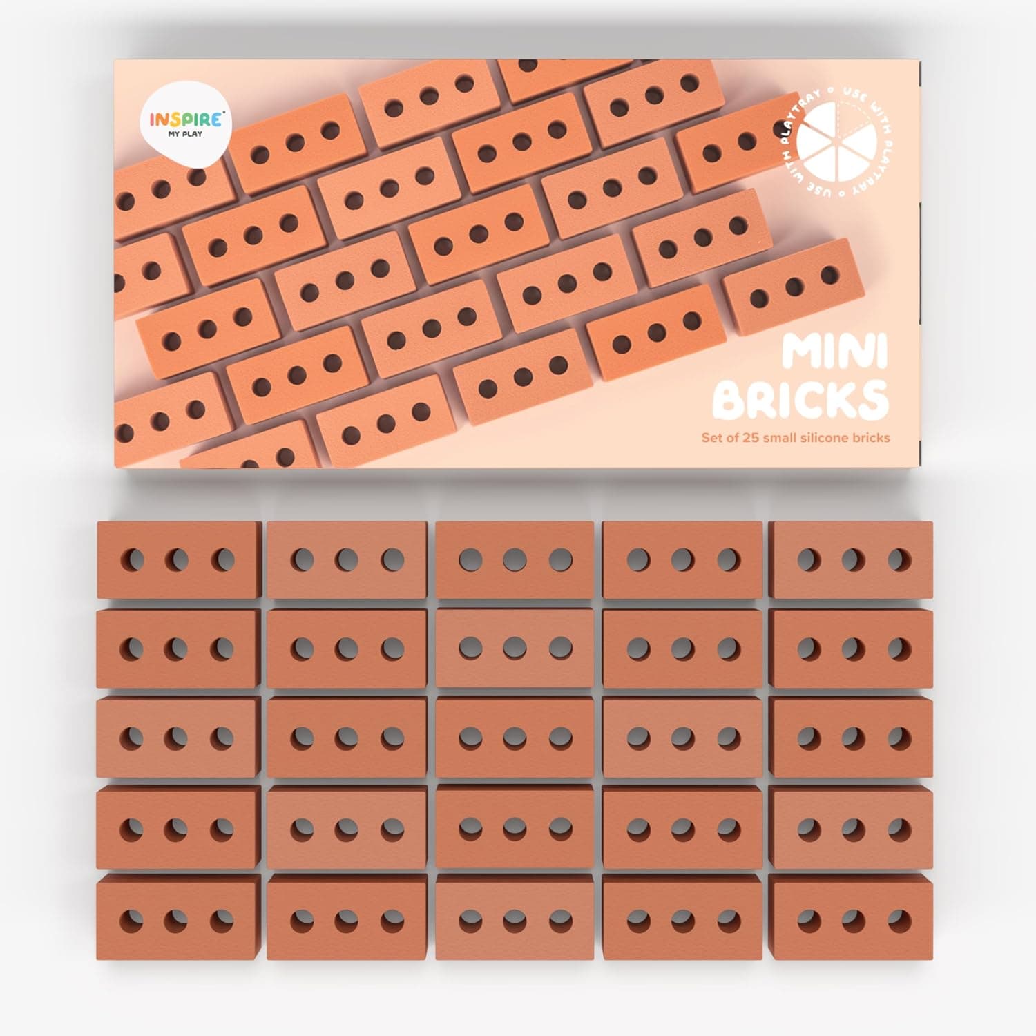 Inspire My Play 25 x Mini Silicone Building Bricks for Sensory Play and Messy Play - Construction Sensory Bin Filler - Creativity for Kids Sensory Bin