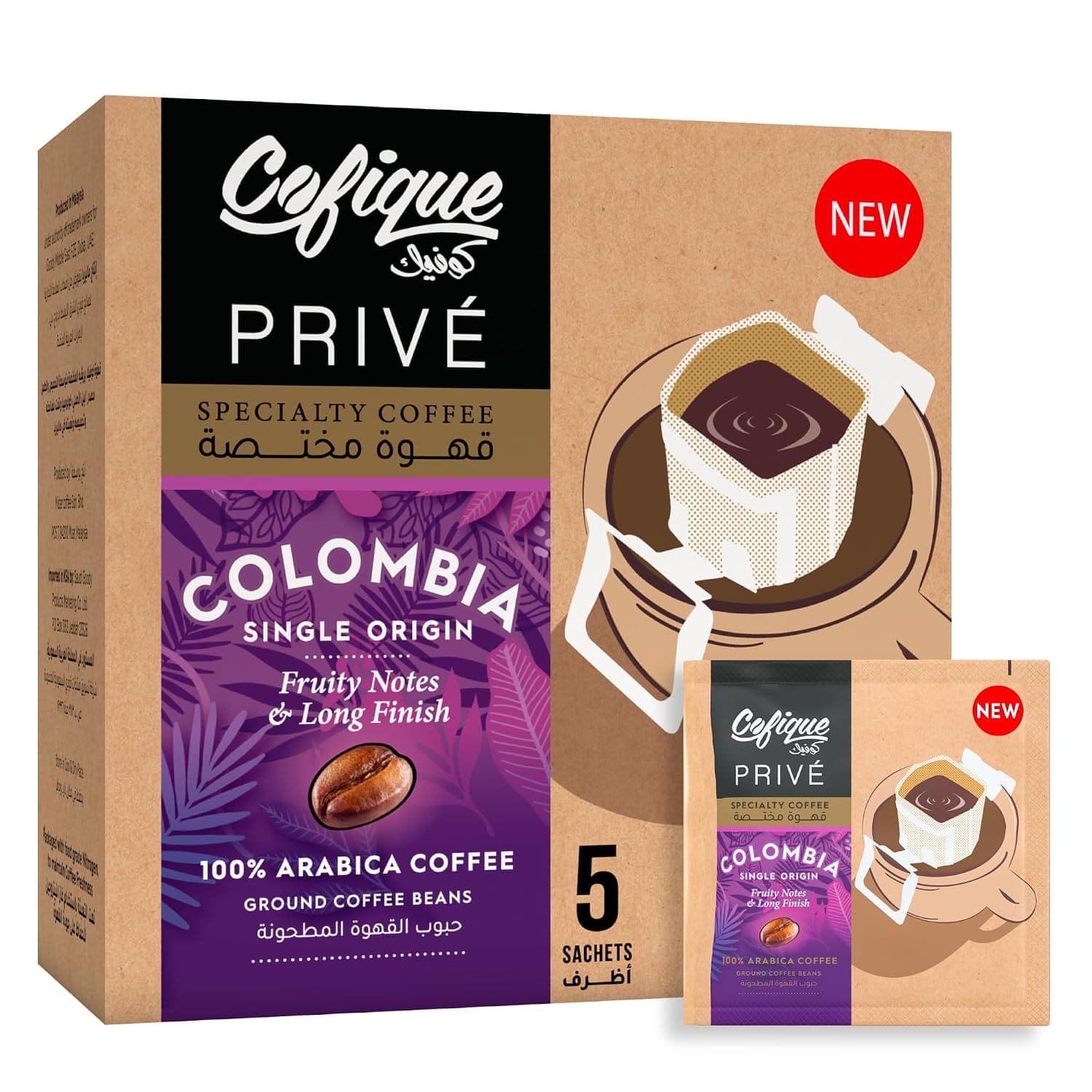 Cofique Pour Over Specialty Colombia Coffee 5 Sachets