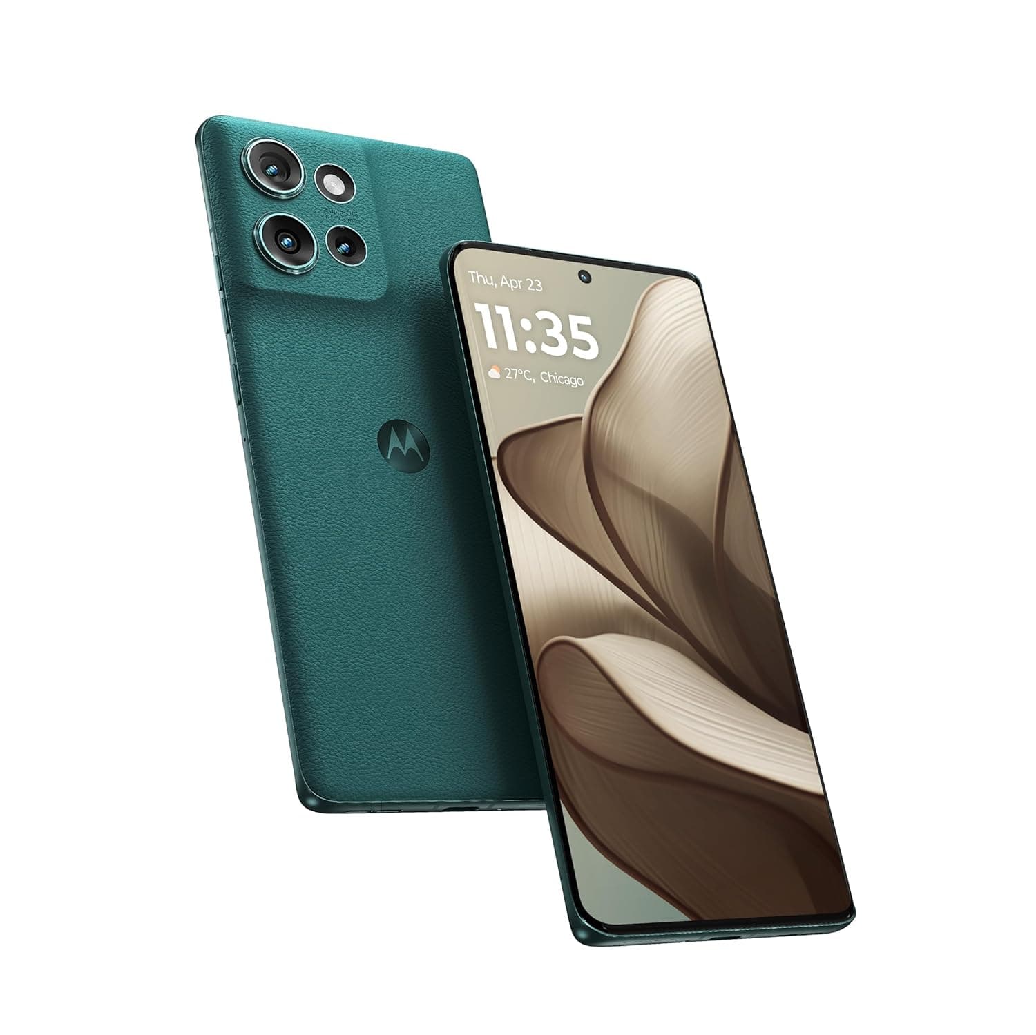 موتورولا ايدج 50 5G، ذاكرة RAM 12GB+12GB، روم 512GB، سناب دراغون 7 الجيل الاول، شاشة 6.66 انش pOLED 120Hz، اندرويد 14، اخضر جانجل مع سماعات موتو مجانية، علامة موتو وحماية من تلف الشاشة