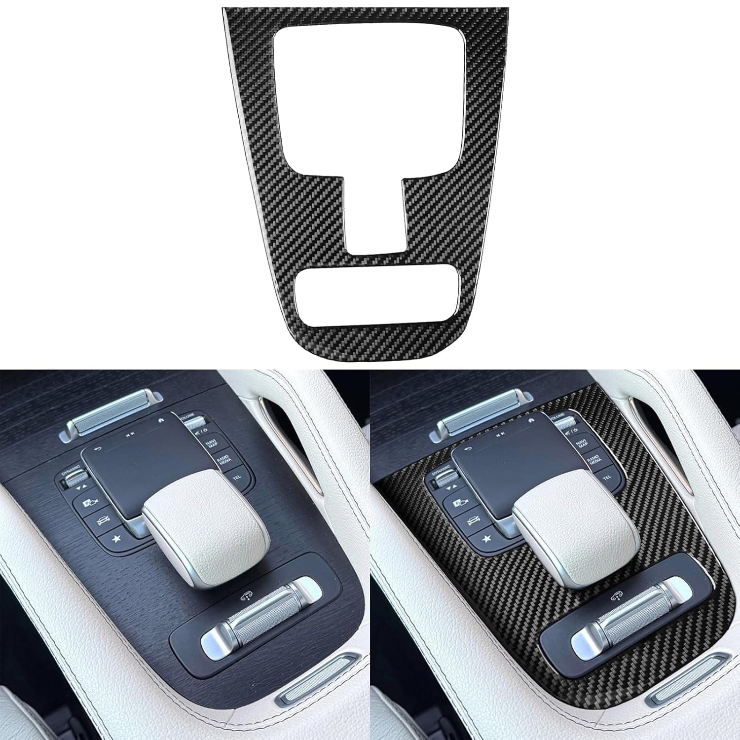 NVCNX Real Carbon Fiber Accessories for Mercedes Benz GLE 580 53 63 S AMG/GLS 450 580 63 AMG 2020-2025 2021 2022 2023 2024 Center Console Gear Shift Panel Cover Interior Trim Thick Overlay Decal 1PC