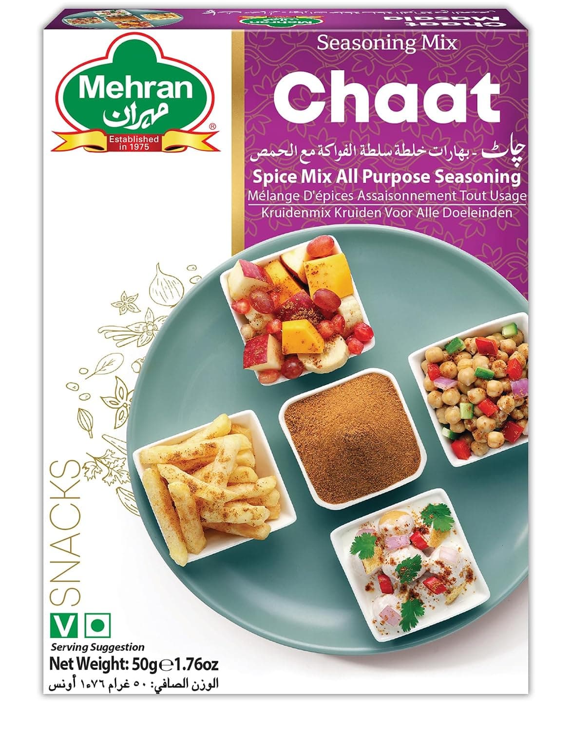 Mehran Chaat Masala, 50g | Authentic Spice Blend for Chaat, Snacks & Salads | Halal Certified | Natural & Fresh Flavor Enhancer