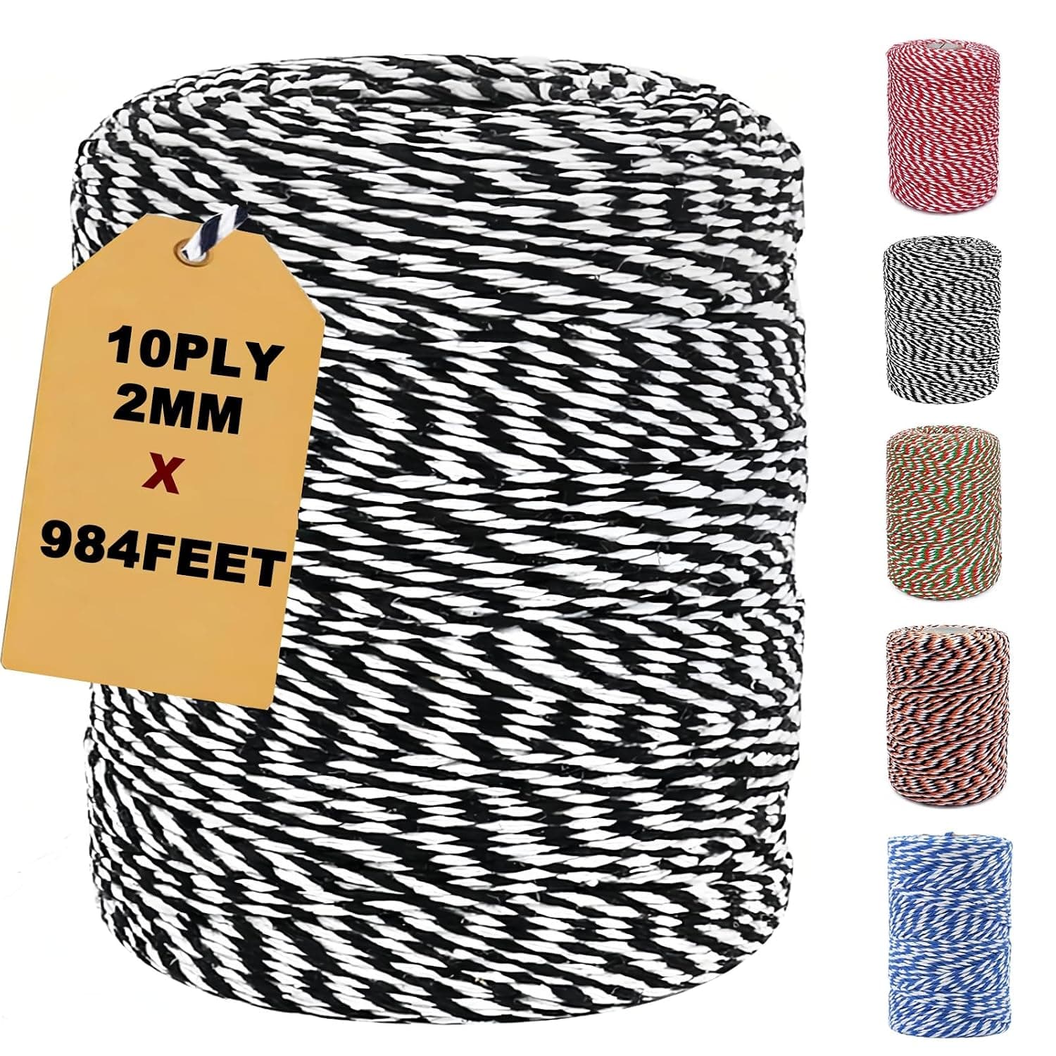 Black and White Twine, 300M Cotton Bakers Twine 984Feet Christmas Twine String Perfect for Baking, Butchers, Crafts, Gift Wrapping, Holiday Decorations