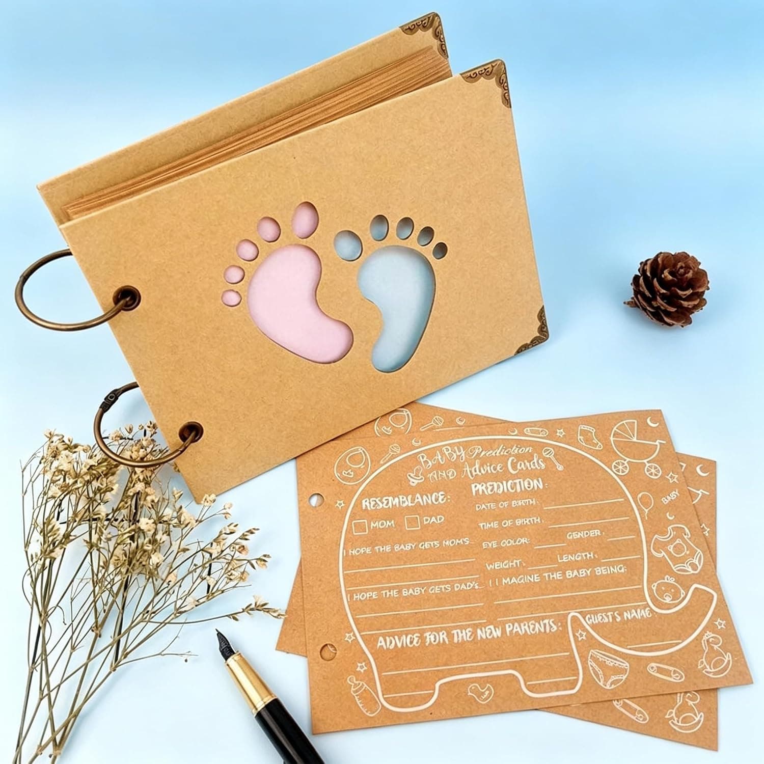 40 Pcs Baby Shower Advice Cards,Baby Predictions Shower Game Guest Book Wishes Cards for New Parents,Babys Celebration Decoration Card Collection,Gender Reveal Game Party