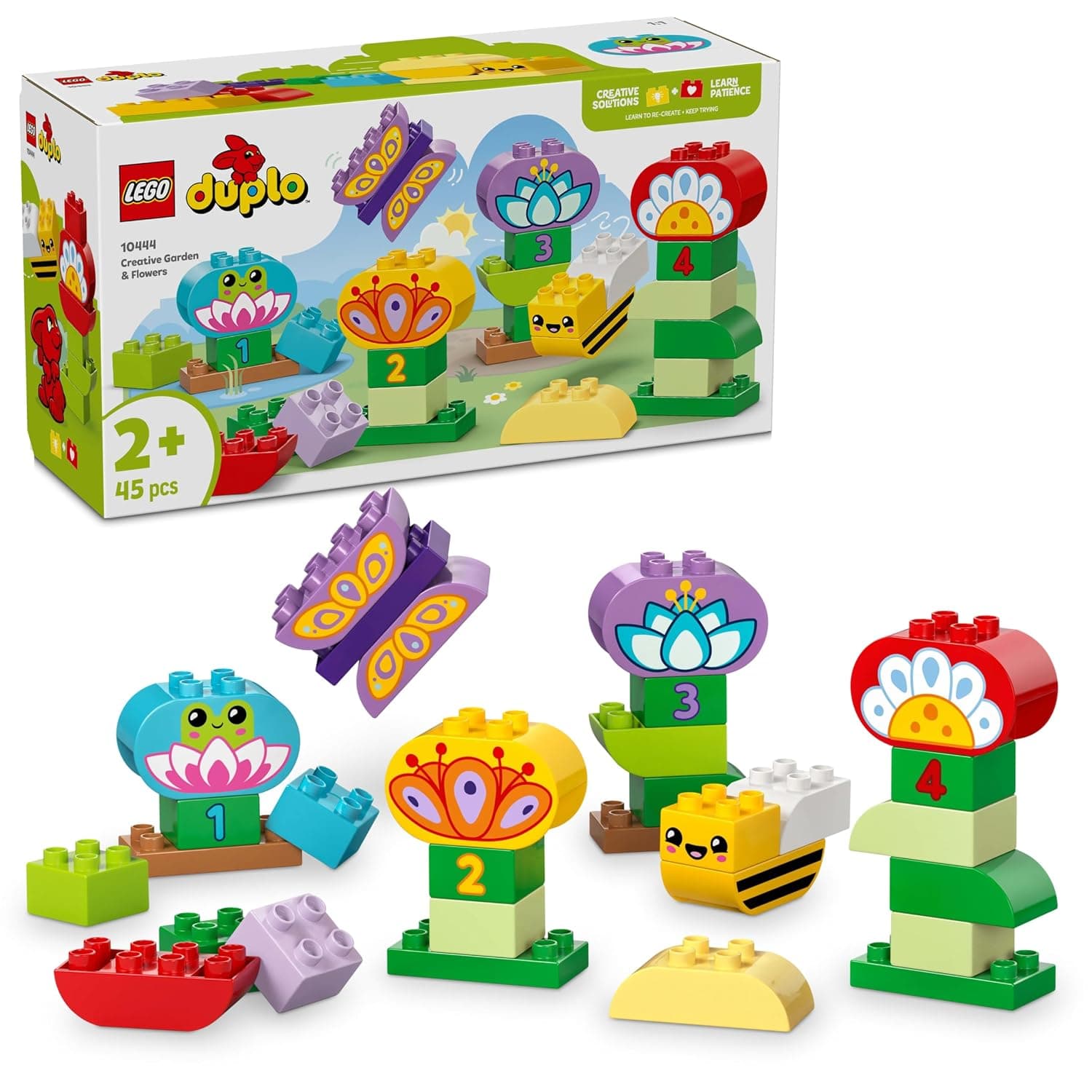 LEGO DUPLO Creative Garden & Flowers 10444 | Flower & Number Bricks, Stacking Montessori Toy for Toddlers, Gift for 2+ Year Old Boys & Girls, 45 Pieces