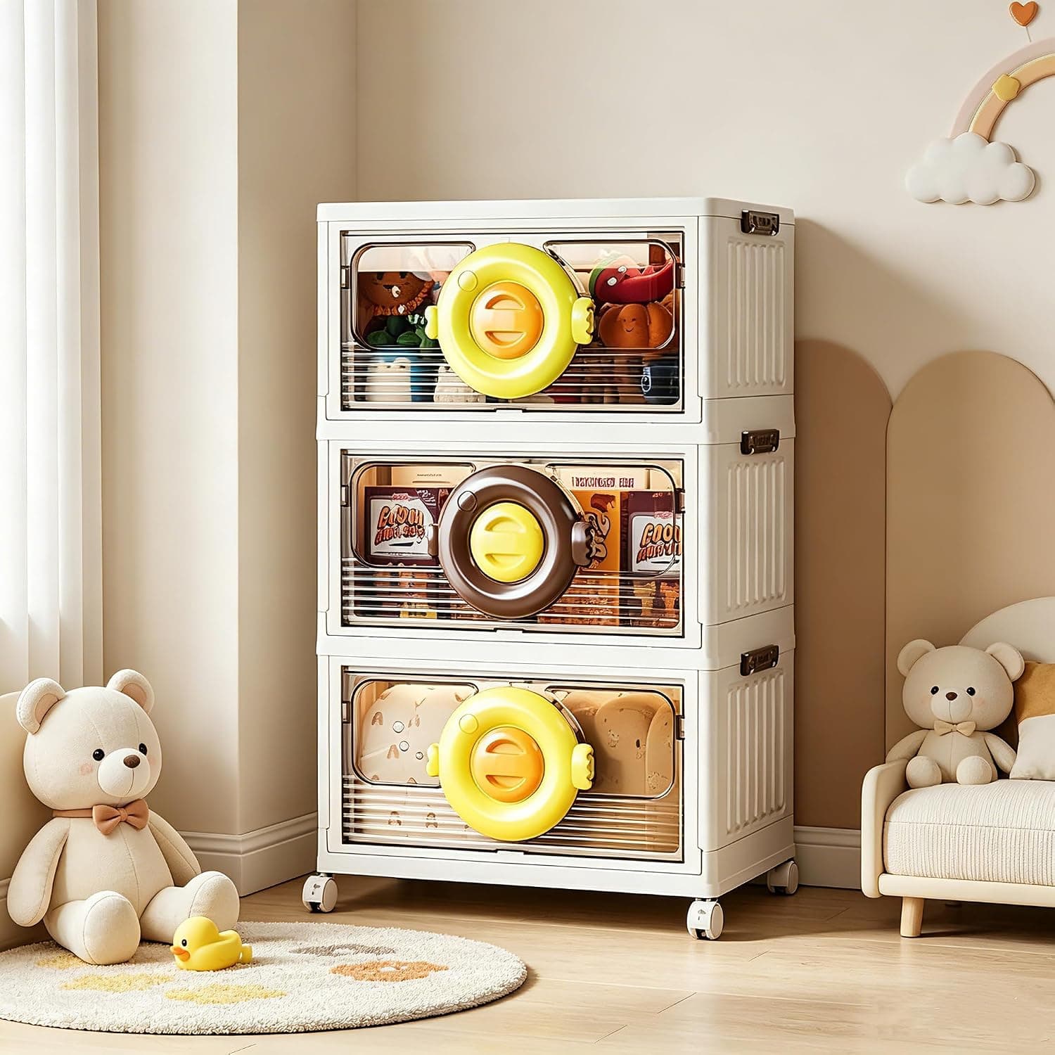 Storage Organizer Box, Children's Toy Box, Three Opening Methods, Cat House Storage Box, Stackable Toy Storage Box, Foldable Storage Box Suitable for Children's Rooms, Living Rooms, and Bedrooms