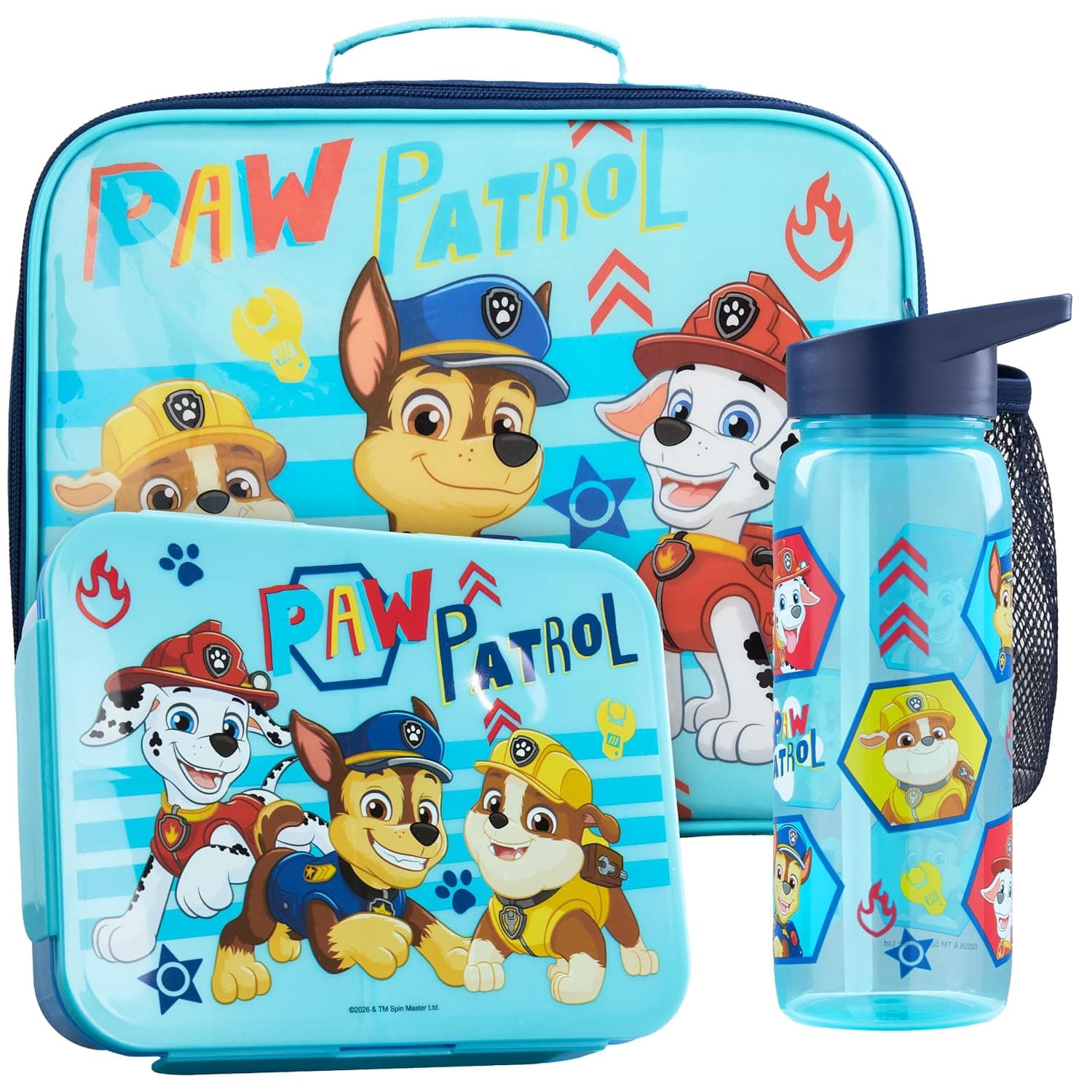 Get Trend Paw Patrol Lunch Bag, Bento Box & Water Bottle, 3 Pc Set | Insulated Lunch Bag, Lightweight Snack Box, 22 fl oz BPA-Free Water Bottle with Straw, School, Picnic, Gifts for Boys