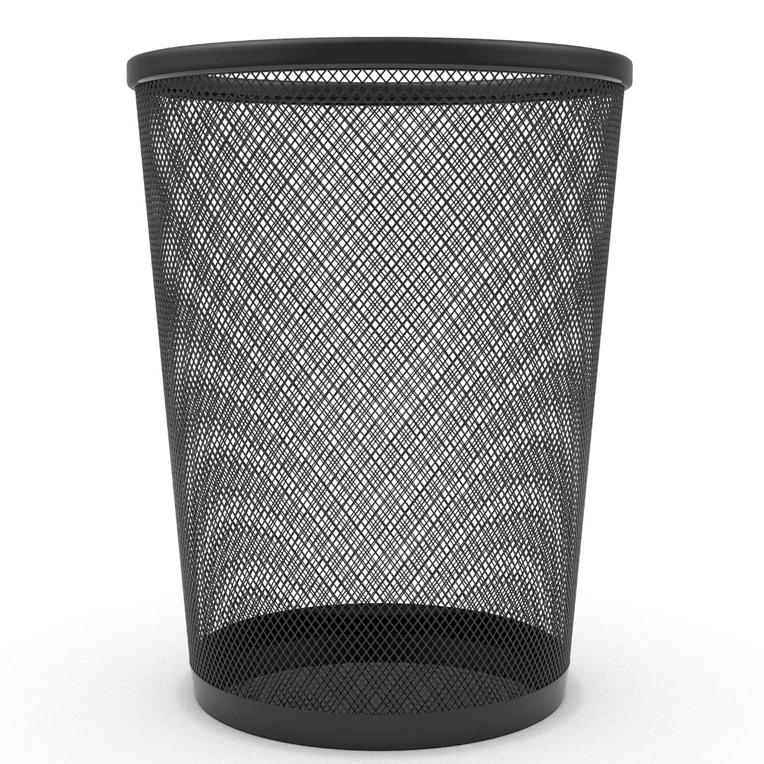 Zuvo Pack of 3 Circular Mesh Waste Paper Bin, Lightweight Waste Basket Garbage Can, Metal Trash Bin Ideal for Kitchen Home Office Dorm Room Living Room Desk Bedroom (Black)