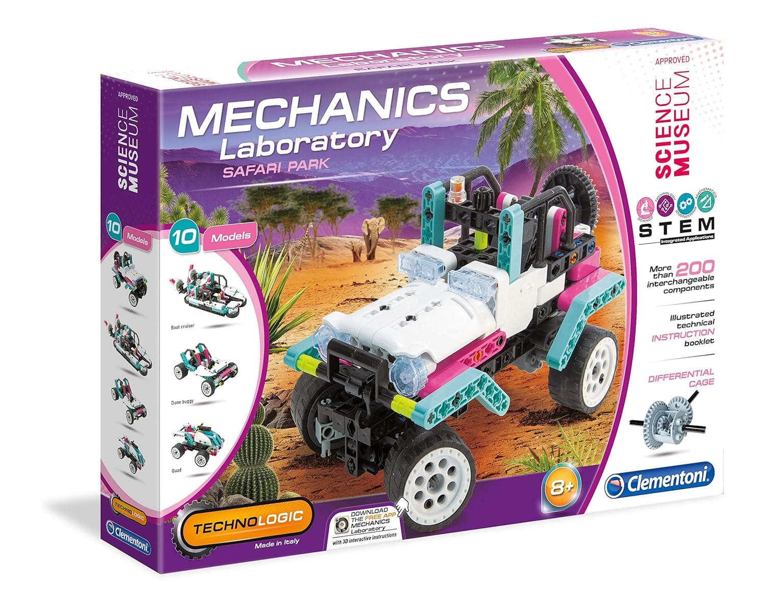 Clementoni Sicence Museum (Mechanics Laboratory)- Safari Car Building Set- Build 10 Different Models