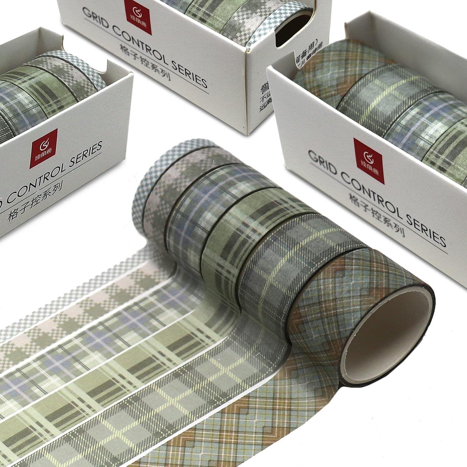 Lakeer Grid Series Washi Tape (Pack of 6) | Ribbons for Scrapbooking, DIY Crafts, Decoration, Gift Wrapping, etc. (Light Turquoise)