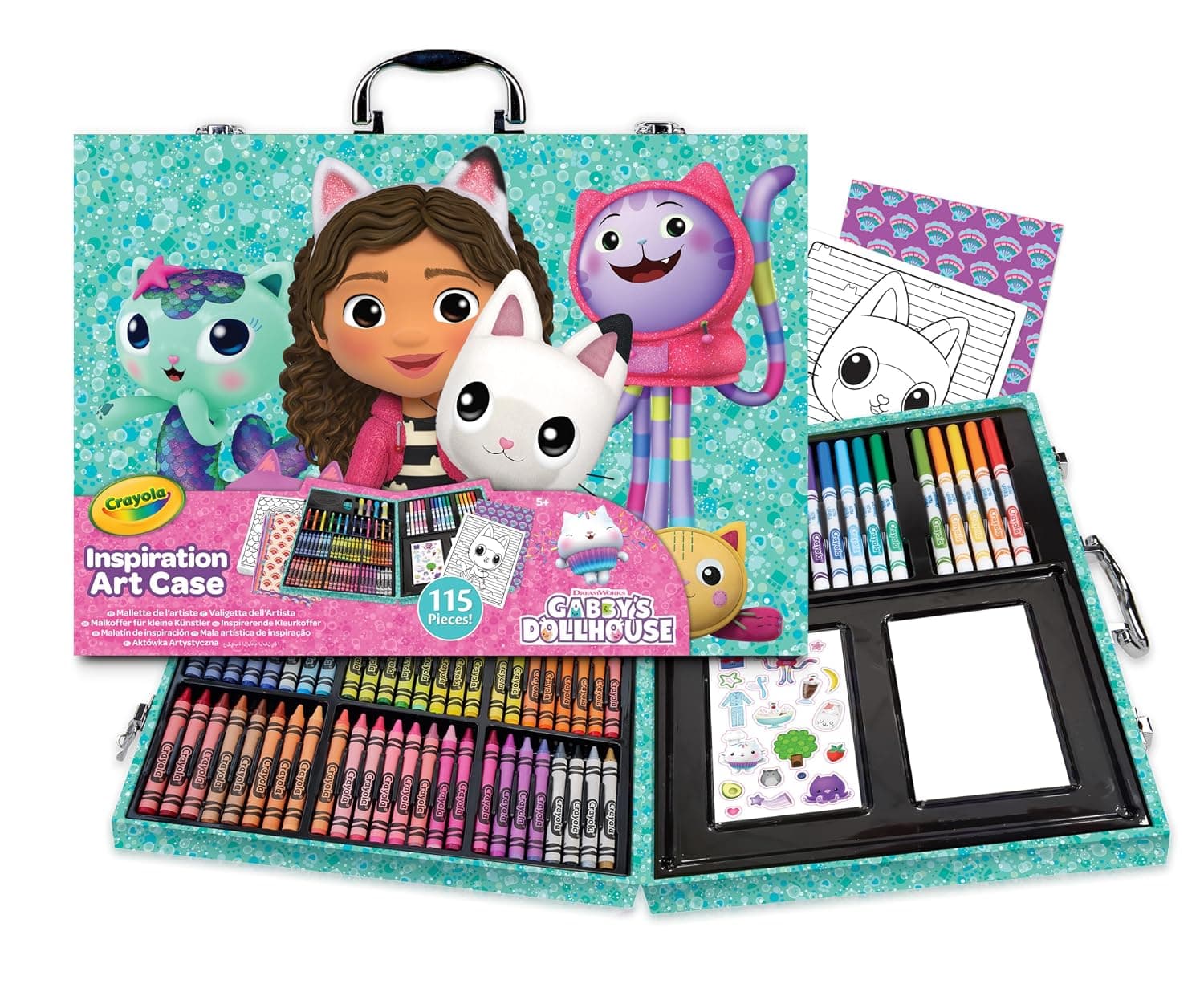 CRAYOLA - Inspiration Art Case, Gabby's Dollhouse Coloring Set, Ideal for Drawing and Coloring, 115 Pieces, Markers, Pencils and Pens