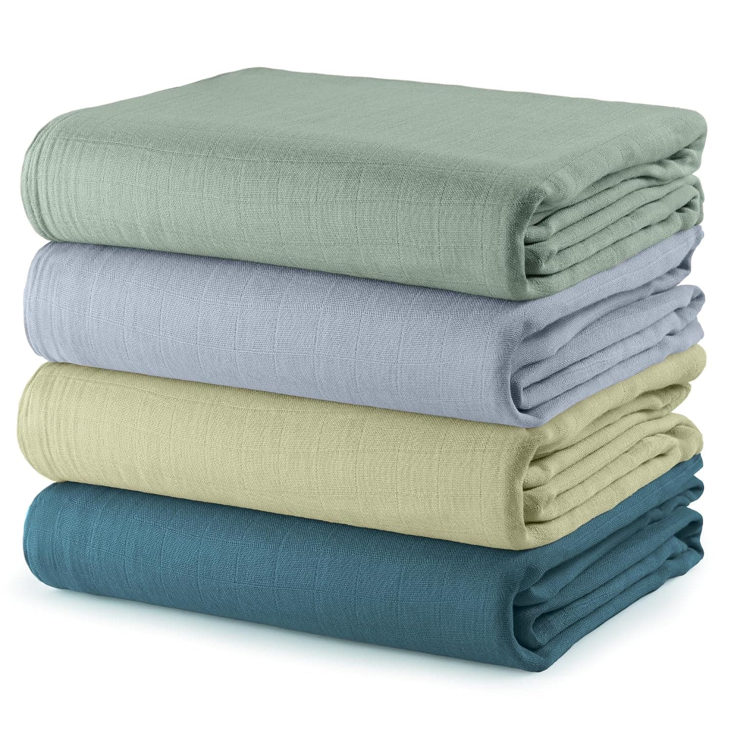 Comfy Cubs Muslin Swaddle Blankets Neutral Receiving Blanket Swaddling, Wrap for Boys and Girls, Baby Essentials, Registry & Gift (Sage, Pacific Blue, Fern, Neptune)