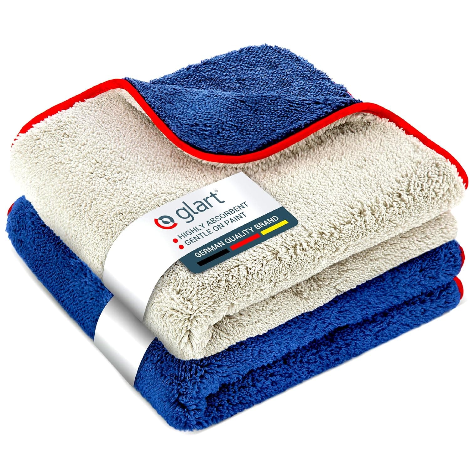 Glart Polishing Cloth Car Drying Cloth - Set of 2 - Premium Microfibre Cloths Car for Professional Paint Care - 40 x 40 cm Microfibre Cloth for Scratch-Free Drying and Car Polishing - Microfibre