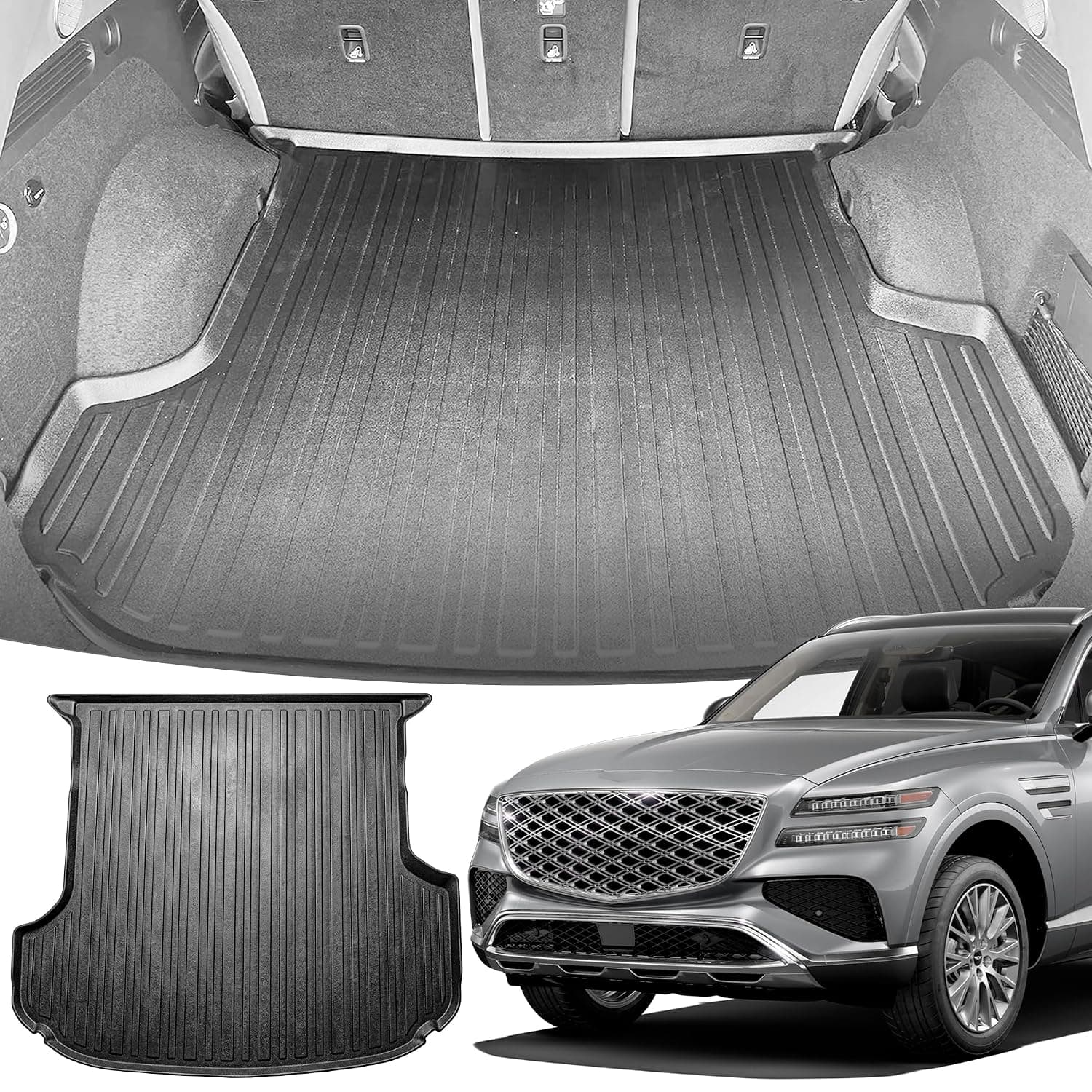 Premium Cargo Liner for Genesis GV80 2021-2024 - 100% Protection - Custom Fit Car Trunk Mat - Easy-to-Wash & All-Season Black Cargo Mat - 3D Shaped Laser Measured Trunk Liners for Genesis GV80 JX1