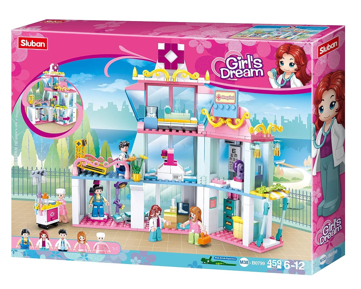 Sluban Girl's Dream Series, Hospital Building Set 459 Pieces, with Sluban Minifigures, for Ages 6+ Years Old
