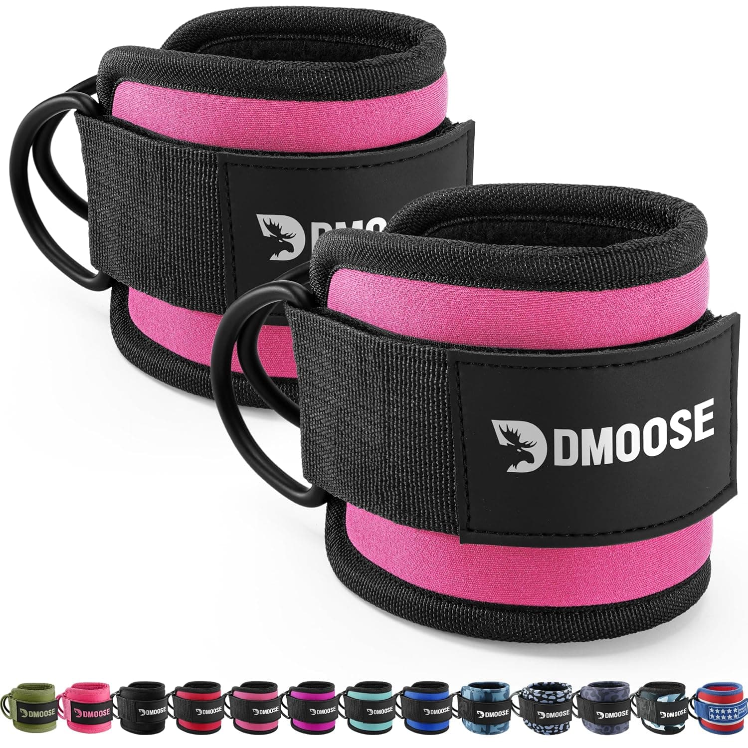 DMoose Ankle Straps for Cable Machine Attachments - Gym Ankle Cuff for Kickbacks, Glute Workouts, Leg Extensions, Curls, Booty Hip Abductors Exercise for Men and Women, Adjustable Neoprene Support