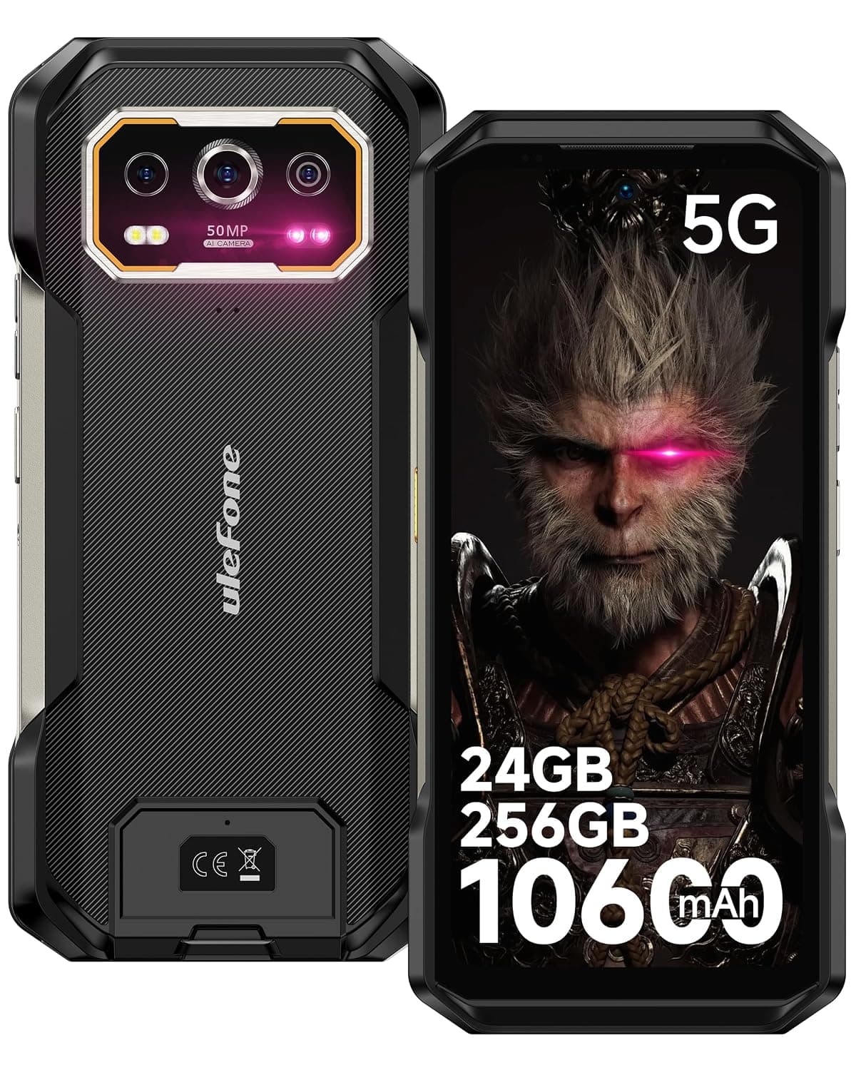 Ulefone Armor 27 Pro 5G Rugged Phone, 64MP+50MP+50MP Triple Real Camera, 24GB+256GB MTK Dimensity 6300, 10600mAh(33W), 30W Wireless Charging, 6.78" FHD+ 120Hz Corning Gorilla Screen, Android 15