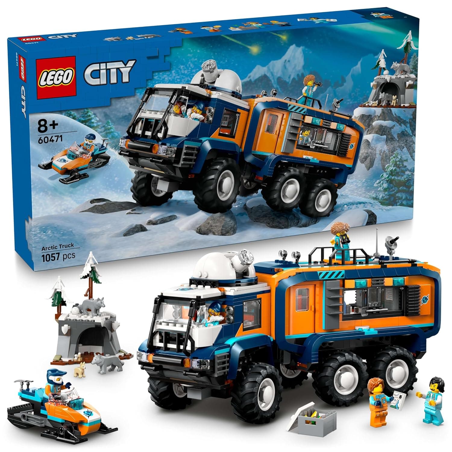 LEGO City Arctic Explorer Science Lab Truck 60471 | Exploration Vehicle Toy, Snowscooter, 5 Minifigures & 3 Wolf Figures, Gift for 8+ Year Old Boys & Girls, 1,064 Pieces