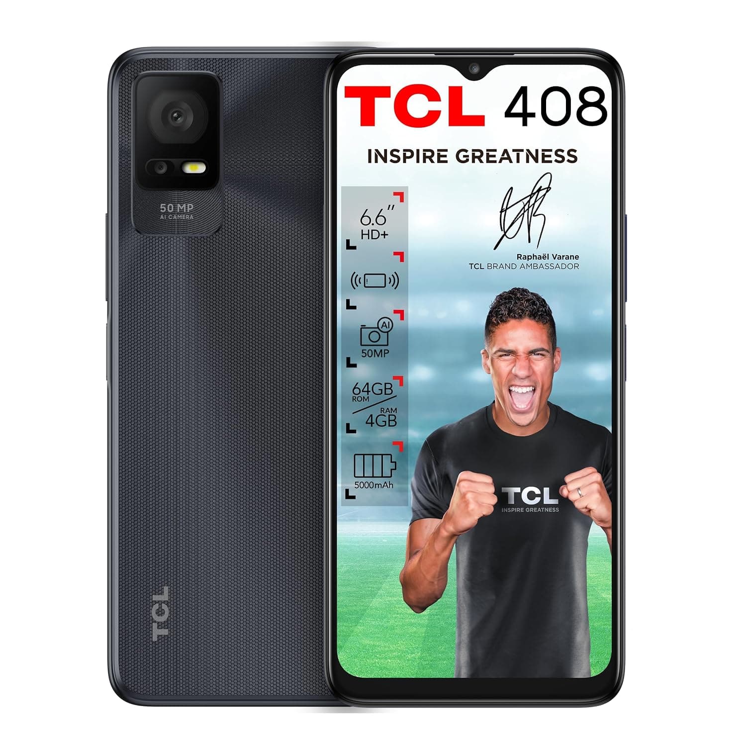 TCL 408 DUAL-SIM 64GB ROM + 4GB RAM (GSM Only | No CDMA) Factory Unlocked 4G/LTE Smartphone (Gravity Grey) - International Version