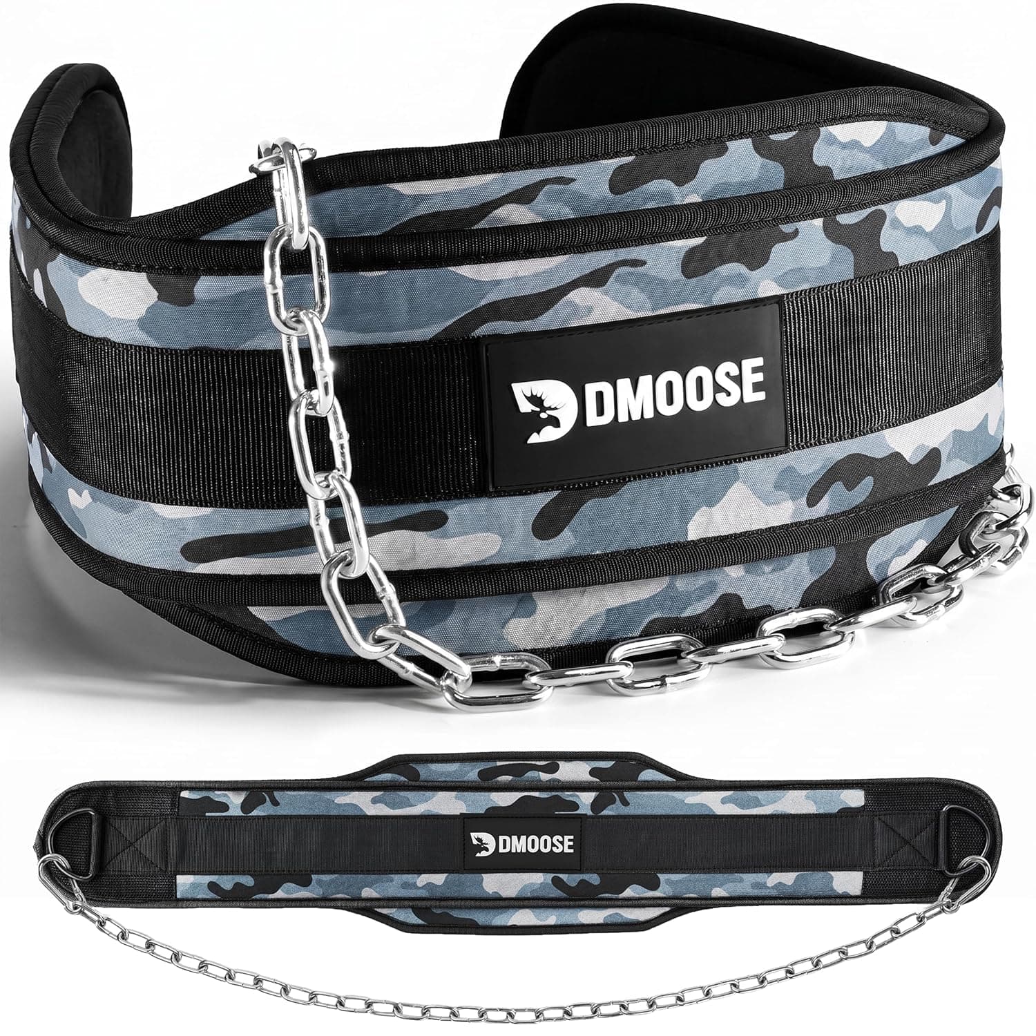 DMoose Fitness Dip Belt for Weightlifting - Gym Weight Belt with Chain for Pullup, Squat, Powerlifting & Bodybuilding - Heavy Duty Steel with Comfortable Neoprene Support for Gym & Workout