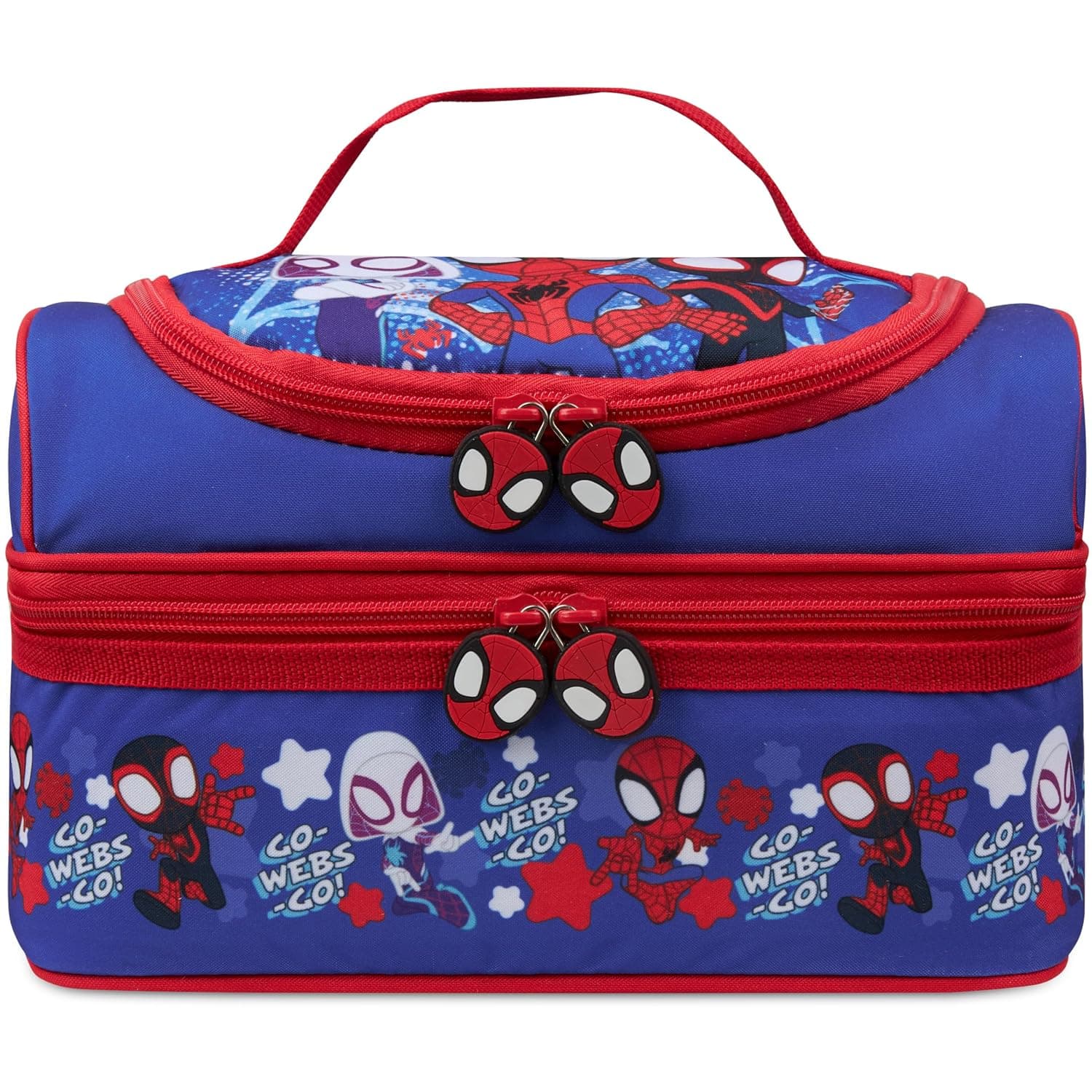 Get Trend Marvel Spidey Lunch Bag Children's Insulated Lunch Bag for Lunch Box with 2 Separate Compartments for School Nursery Gift Idea (Blue/Red Spidey)