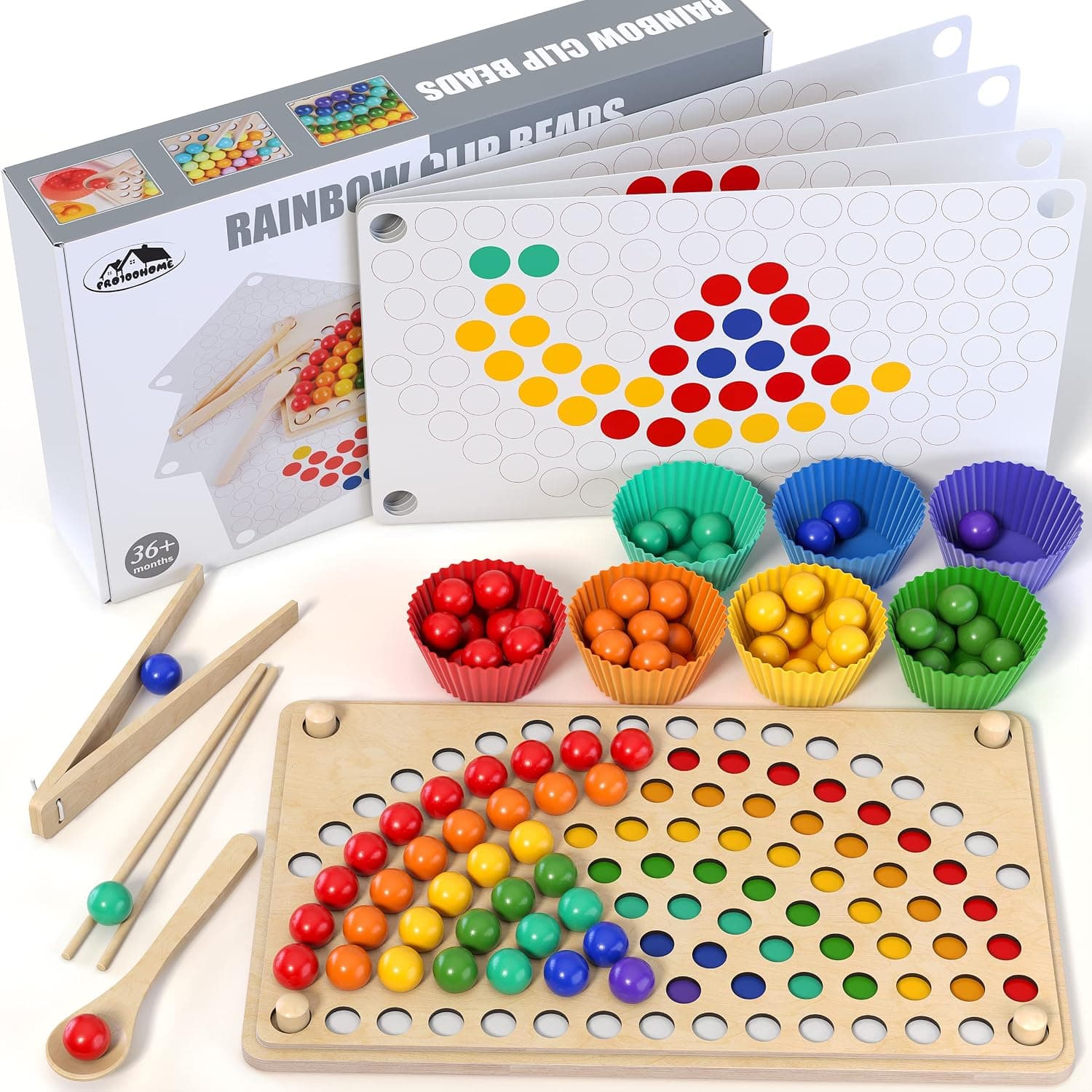 Toddler wooden Learning Montessori toys – wooden peg board bead game baby rainbow stacking matching counting color sorting games for fine motor math skills boys and girls for 3 4 5 years old | Preschool Educational Board Bead Game, Baby Rainbow Stacking, Matching Counting Color Sorting, Fine Motor Math Skills