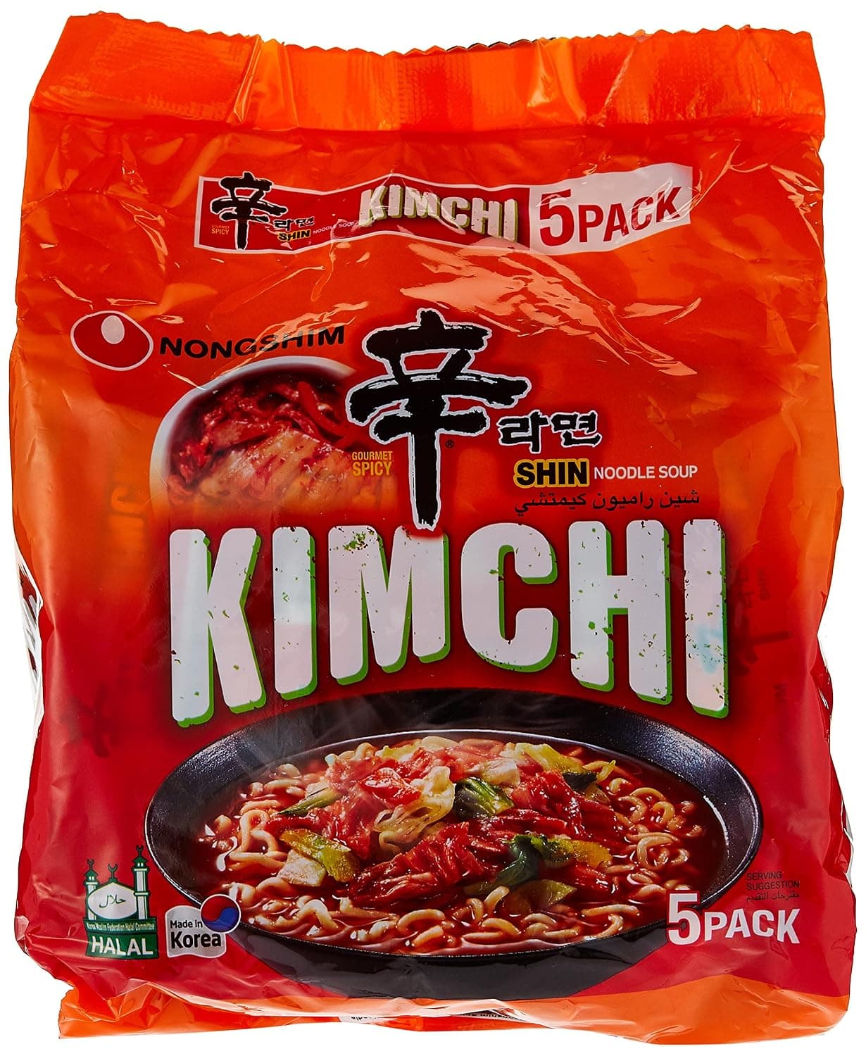 Nongshim Shin Ramyun Kimchi, 120g (Bundle of 5)