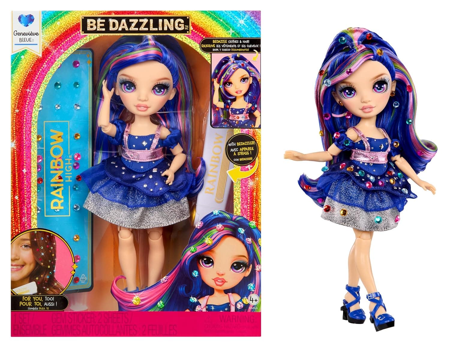 Rainbow High Be Dazzling - Genevieve Bleue - Blue 28cm Fashion Doll with Embellishment Tool, Sparkling Gems and Styling Accessories
