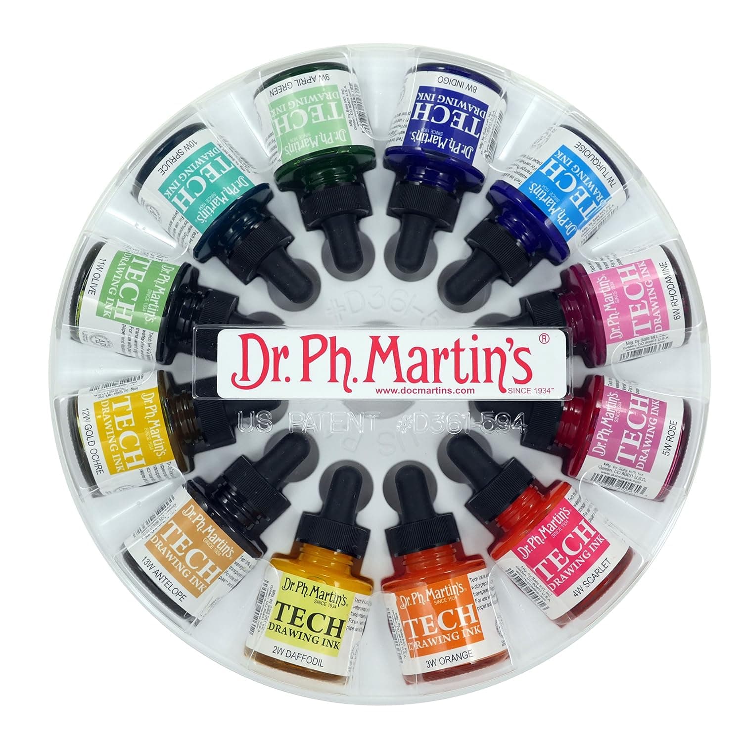 Dr. Ph. Martin's TECH Drawing Ink (Set 1) Ink Bottle, 1.0 oz, Set 1, 1 Bottle