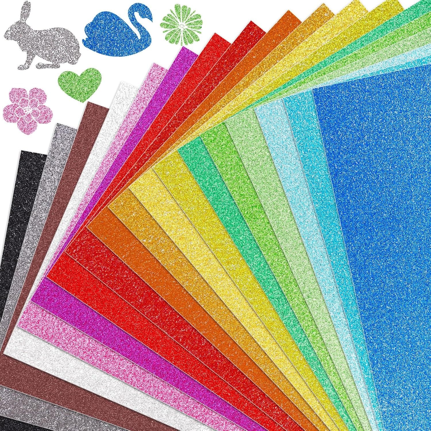 20 Sheets Mixed Colours Glitter Cardstock, Sparkle A4 Card, 250gms Premium Craft Cardstock Paper for Cardmaker, DIY Crafts, Gift Box Wrapping