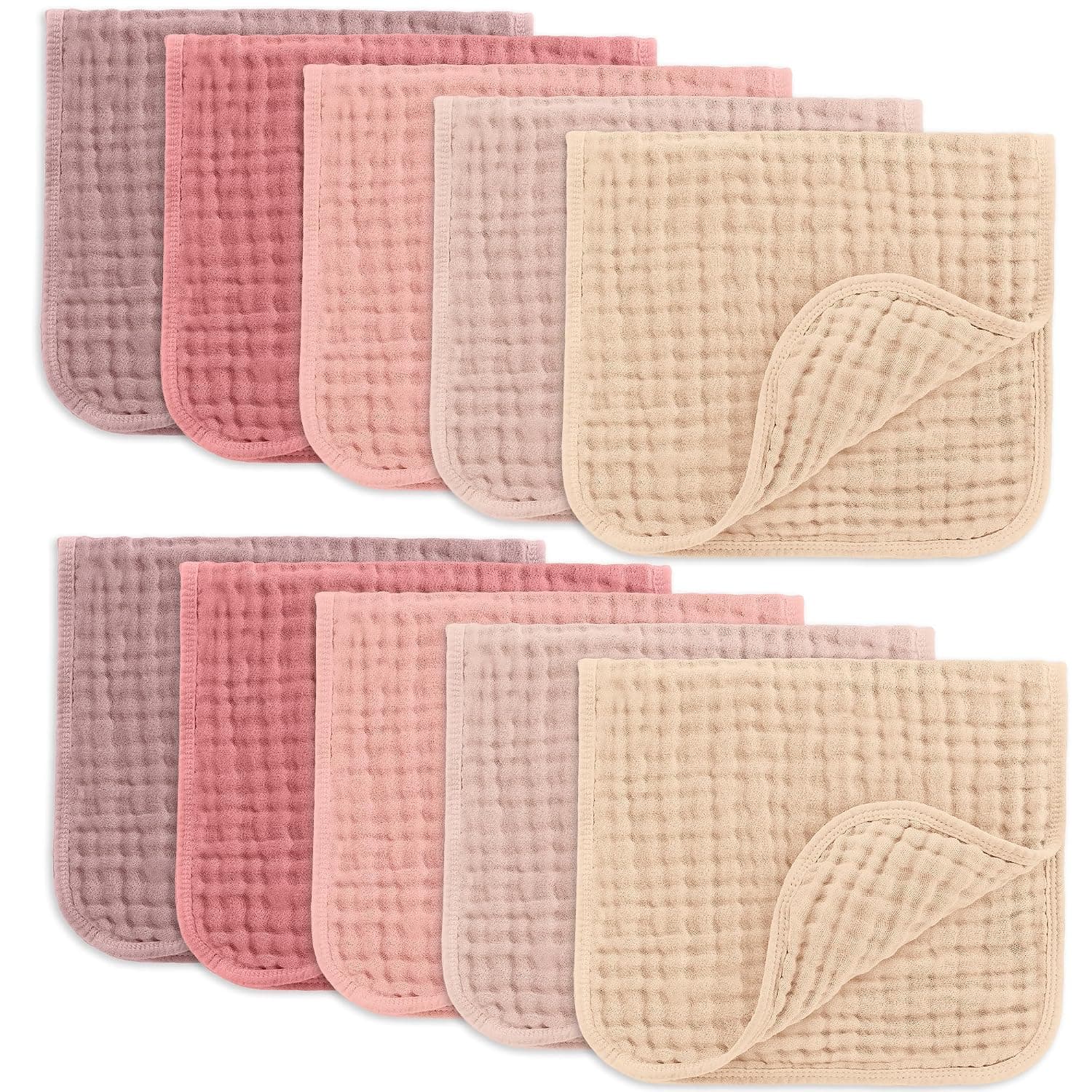 Comfy Cubs Muslin Burp Cloths 20" x 10", Pack of 10 - Large, 6-Layer, Ultra Absorbent 100% Cotton for Baby Drool and Messes - Soft, Safe & Gentle Baby Burp Cloths for Boys & Girls - Multi Girl | Large, 6-Layer, Ultra Absorbent 100% Cotton Burp Cloths for Baby Drool and Messes - Soft, Safe & Gentle for Boys & Girls
