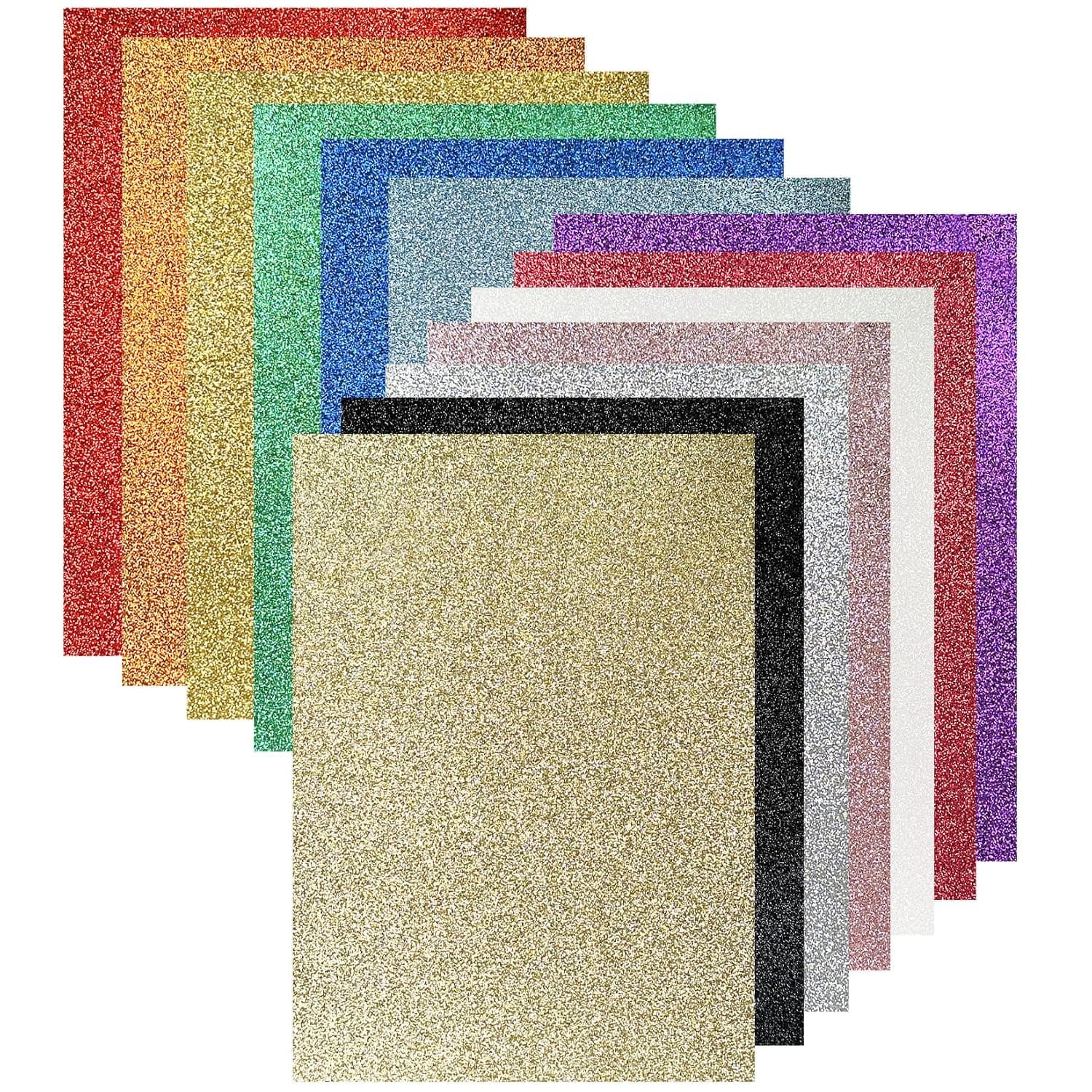 Sukh 13pcs Glitter Cardstock Paper - Glitter Cardstock Paper A4 Thick Colored Craft Halloween Christmas Valentines Gift Box Wrapping DIY Wedding Birthday Party Sparkle Decor Scrapbook 13 Colors 250GSM
